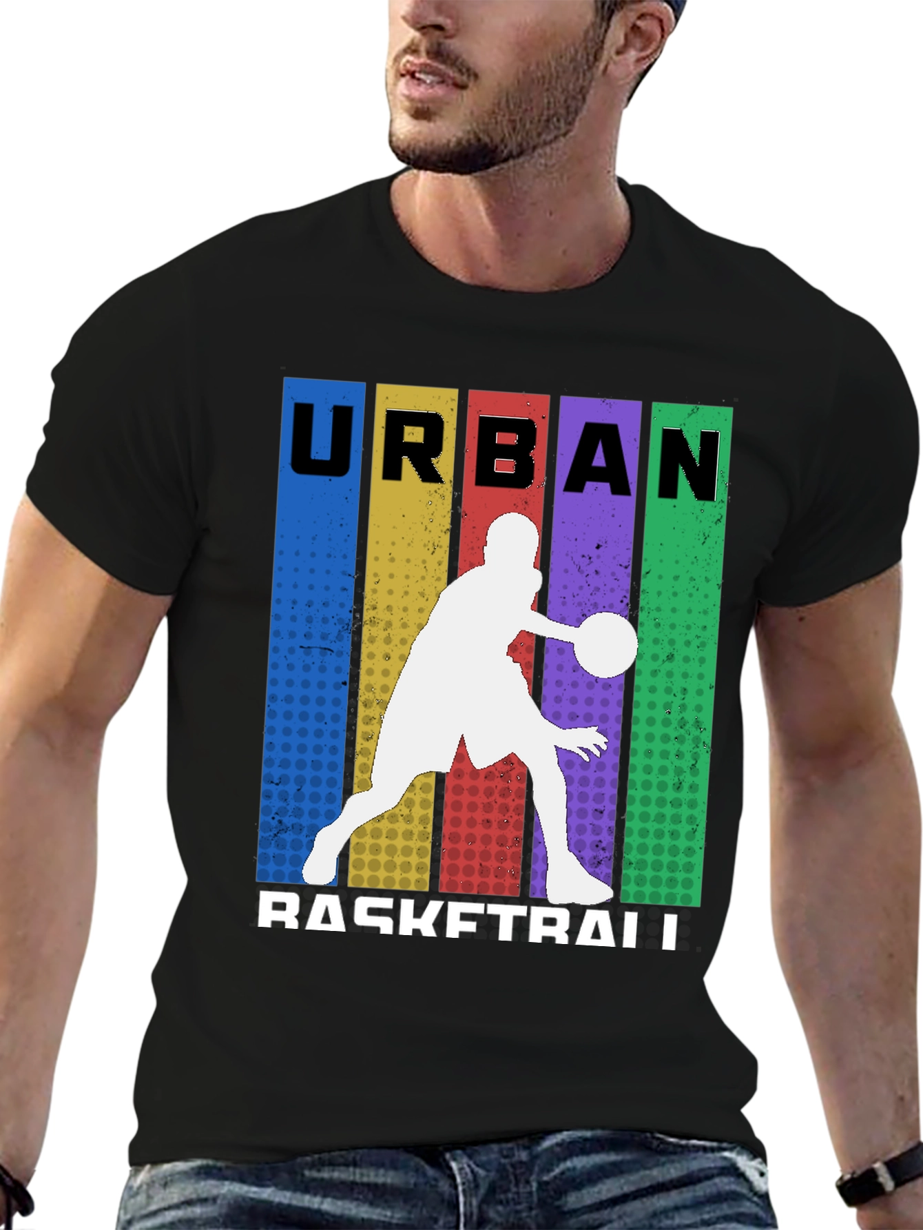 Black Urban Basketball Graphic Tee - Black view 6