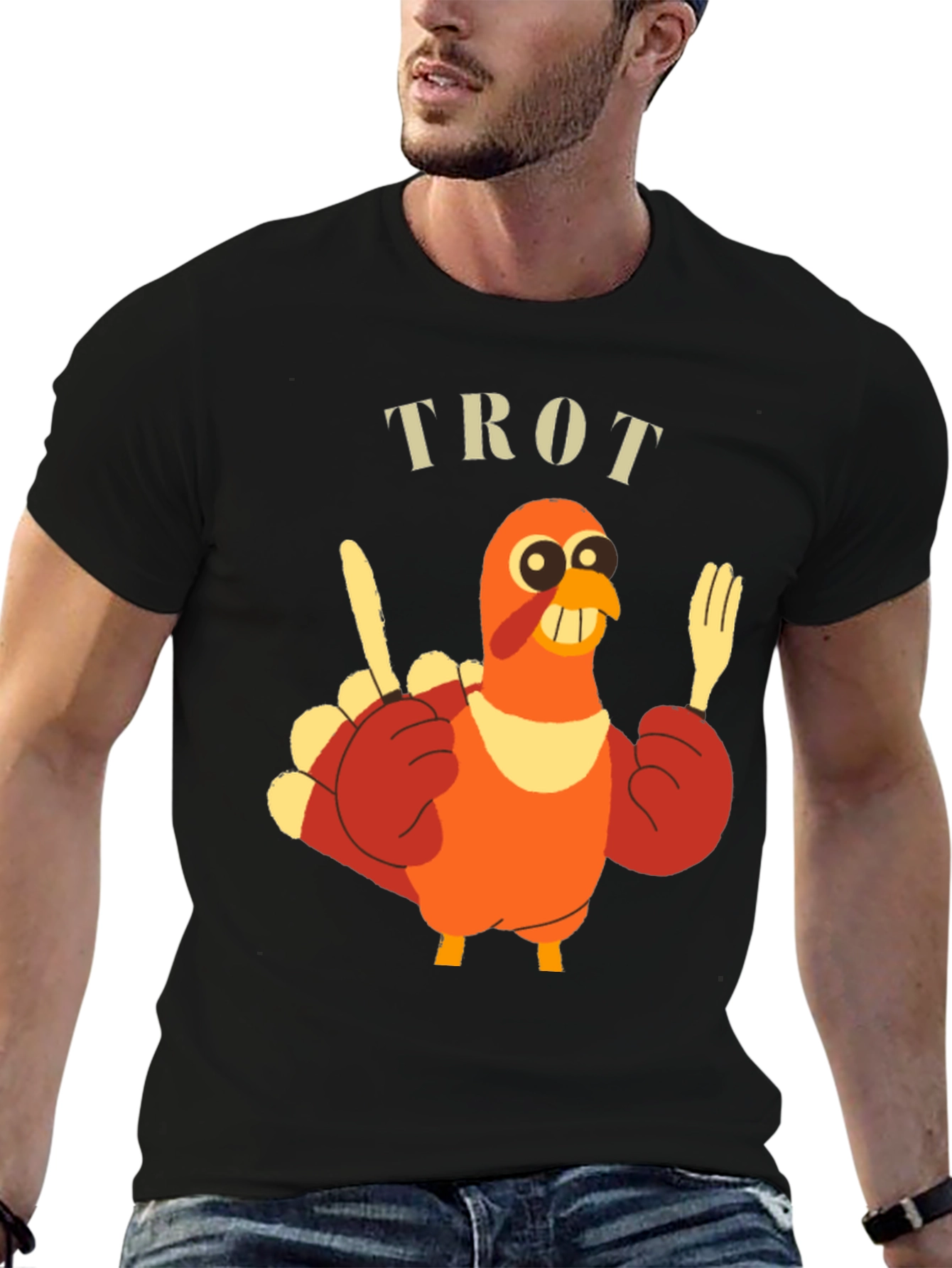 Black Funny Turkey Trot T-Shirt view 6