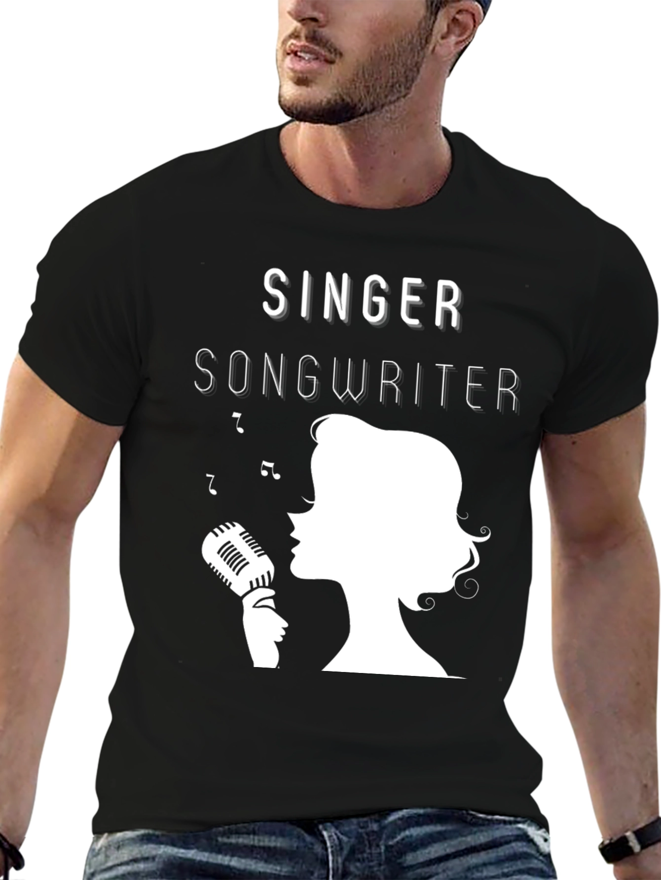 Black Singer Songwriter Graphic Tee - Music Lover T-Shirt view 6
