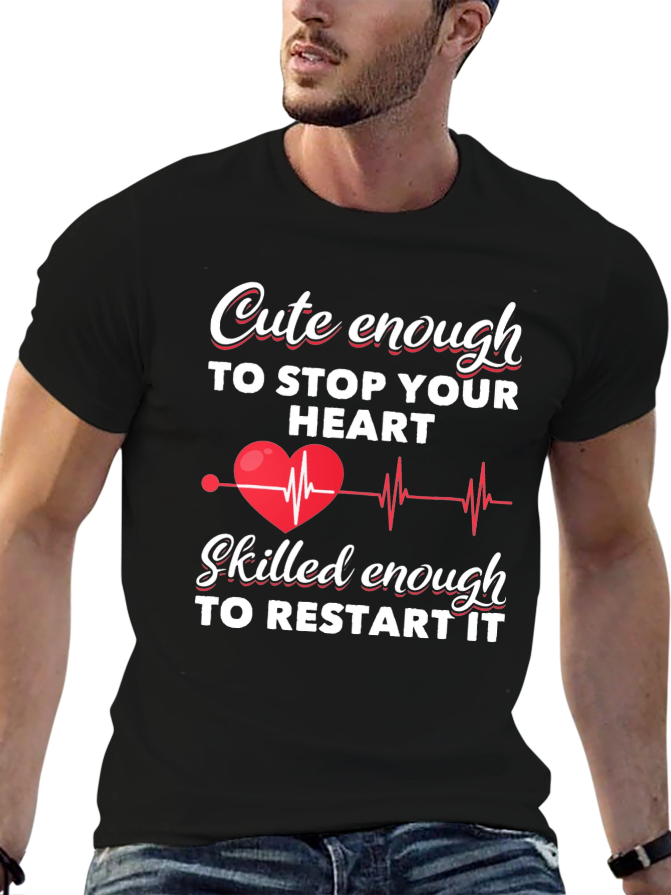 Black Cute Enough to Stop Your Heart T-Shirt view 6