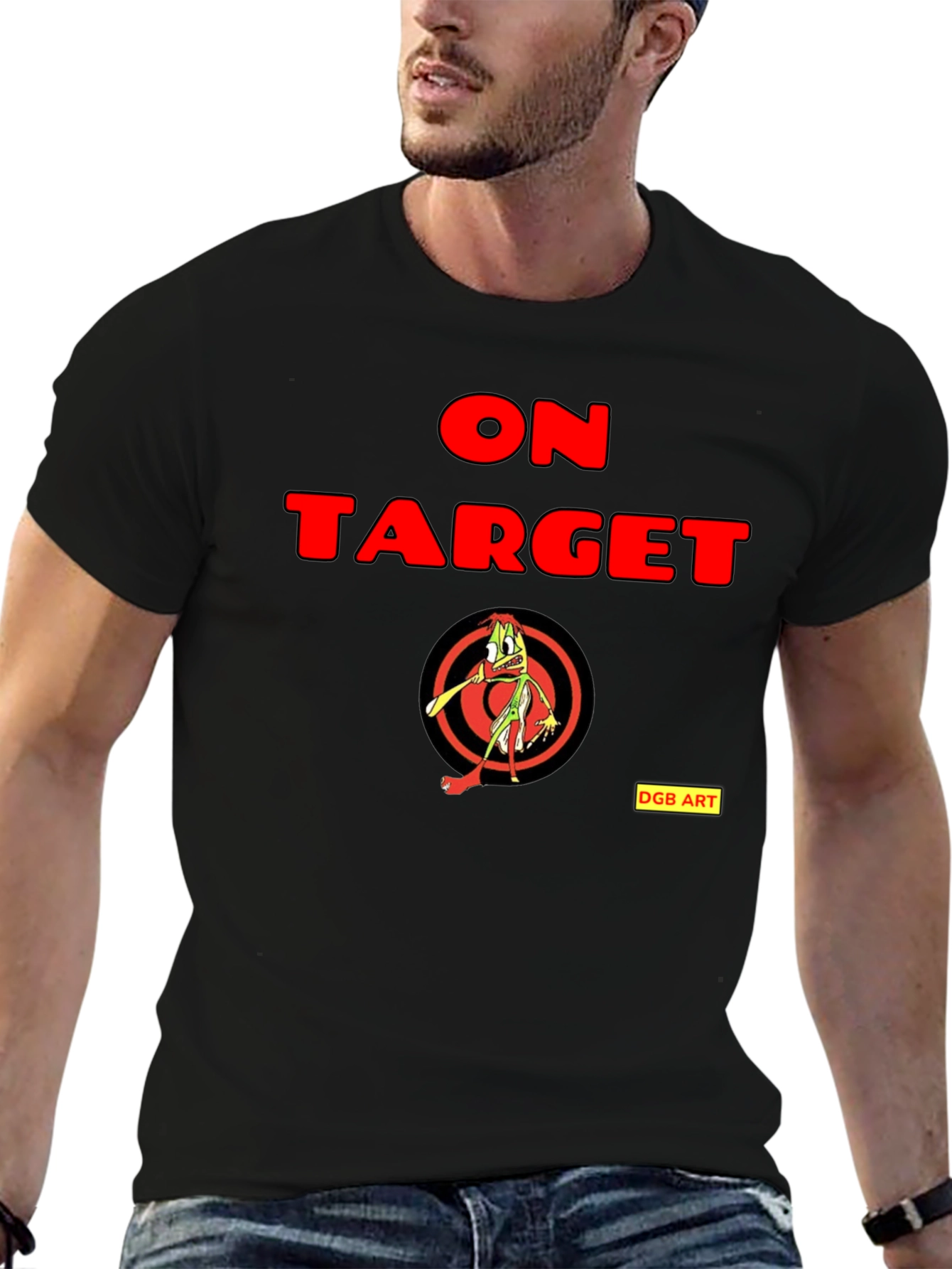 Black On Target Graphic Tee - Funny Cartoon Archer view 6