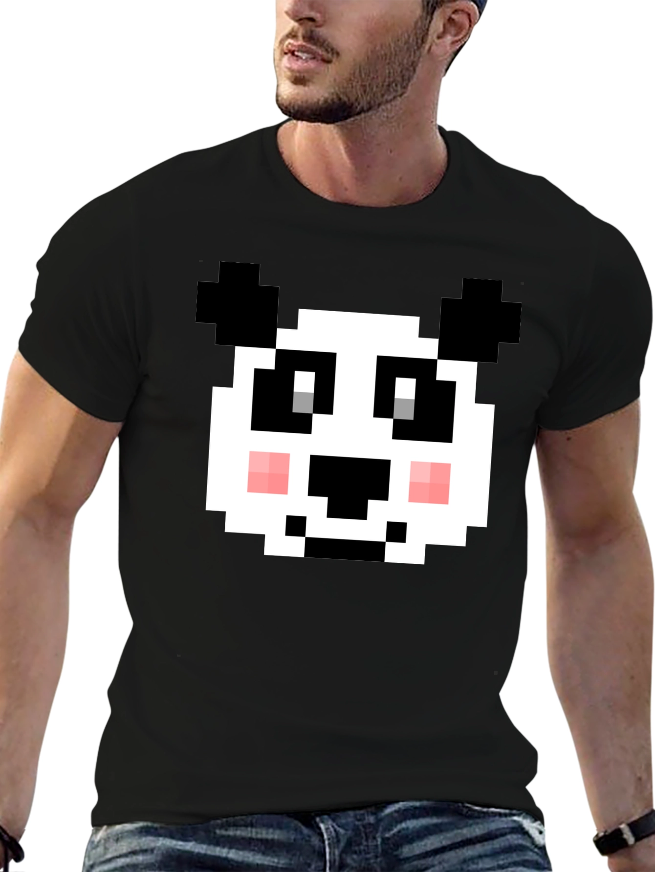 Black Pixel Panda T-Shirt - Gamer Style view 6