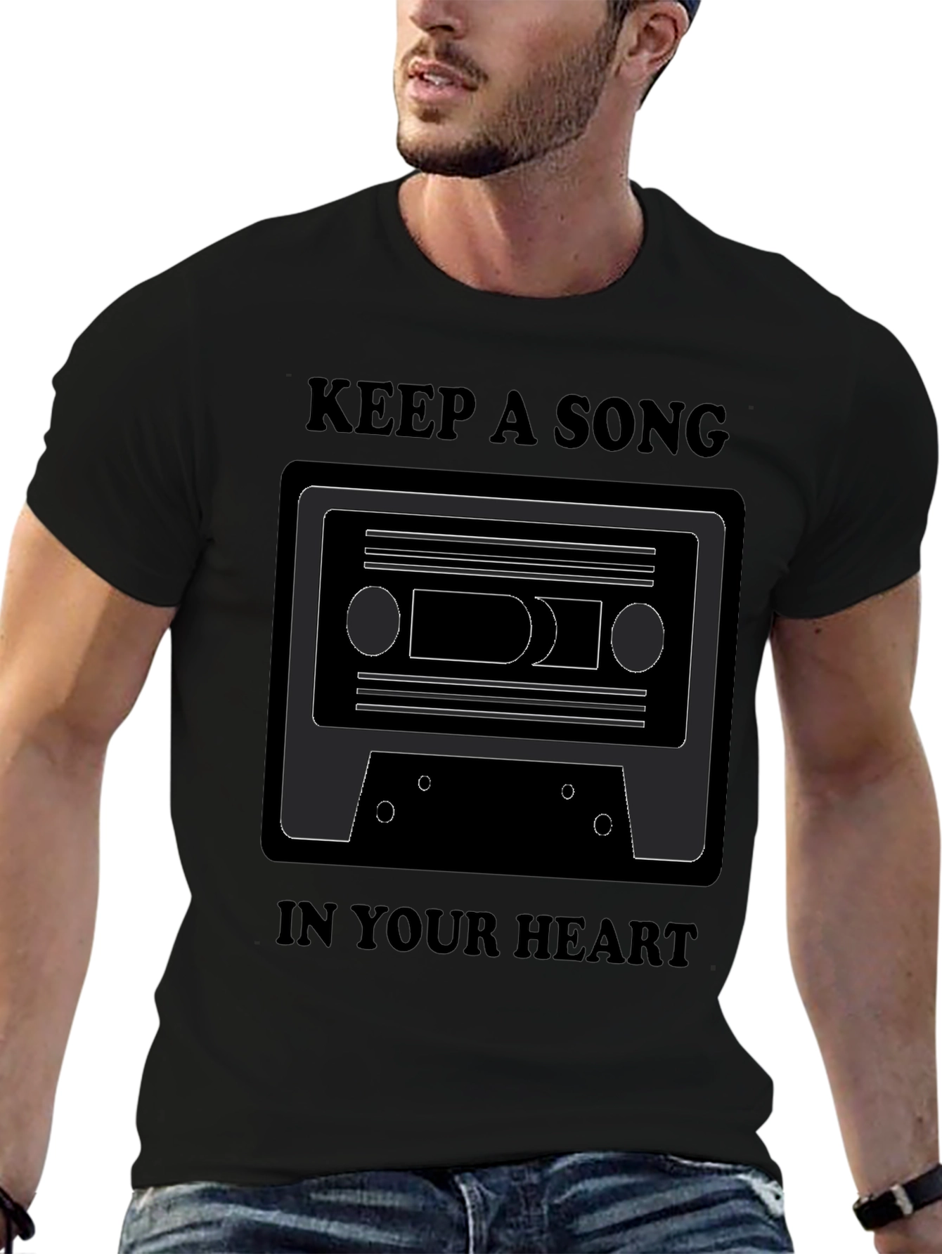 Black Retro Cassette Tape T-Shirt view 6