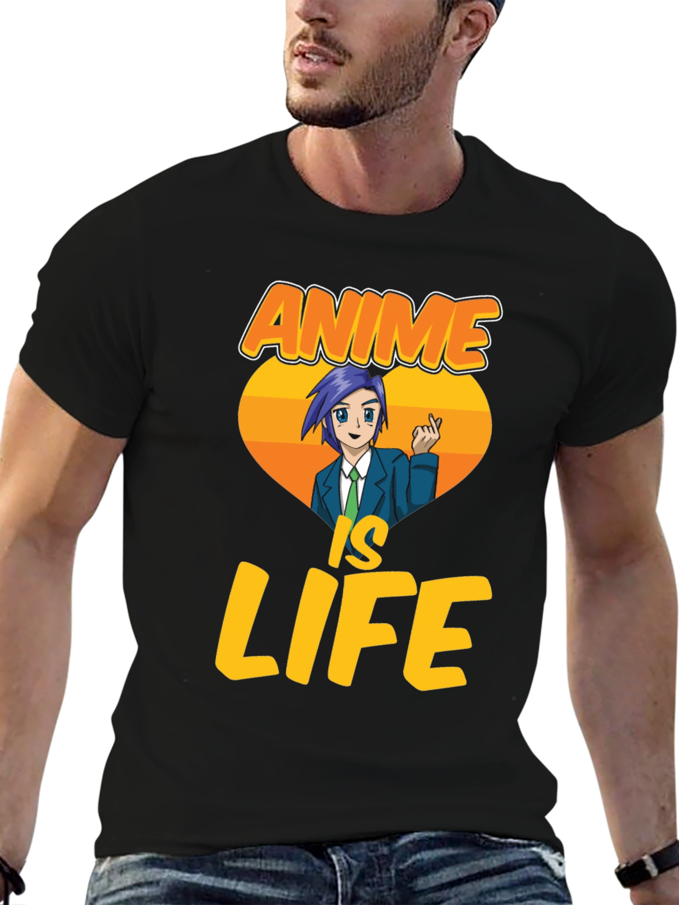 Black Anime Is Life Graphic T-Shirt - Black view 6