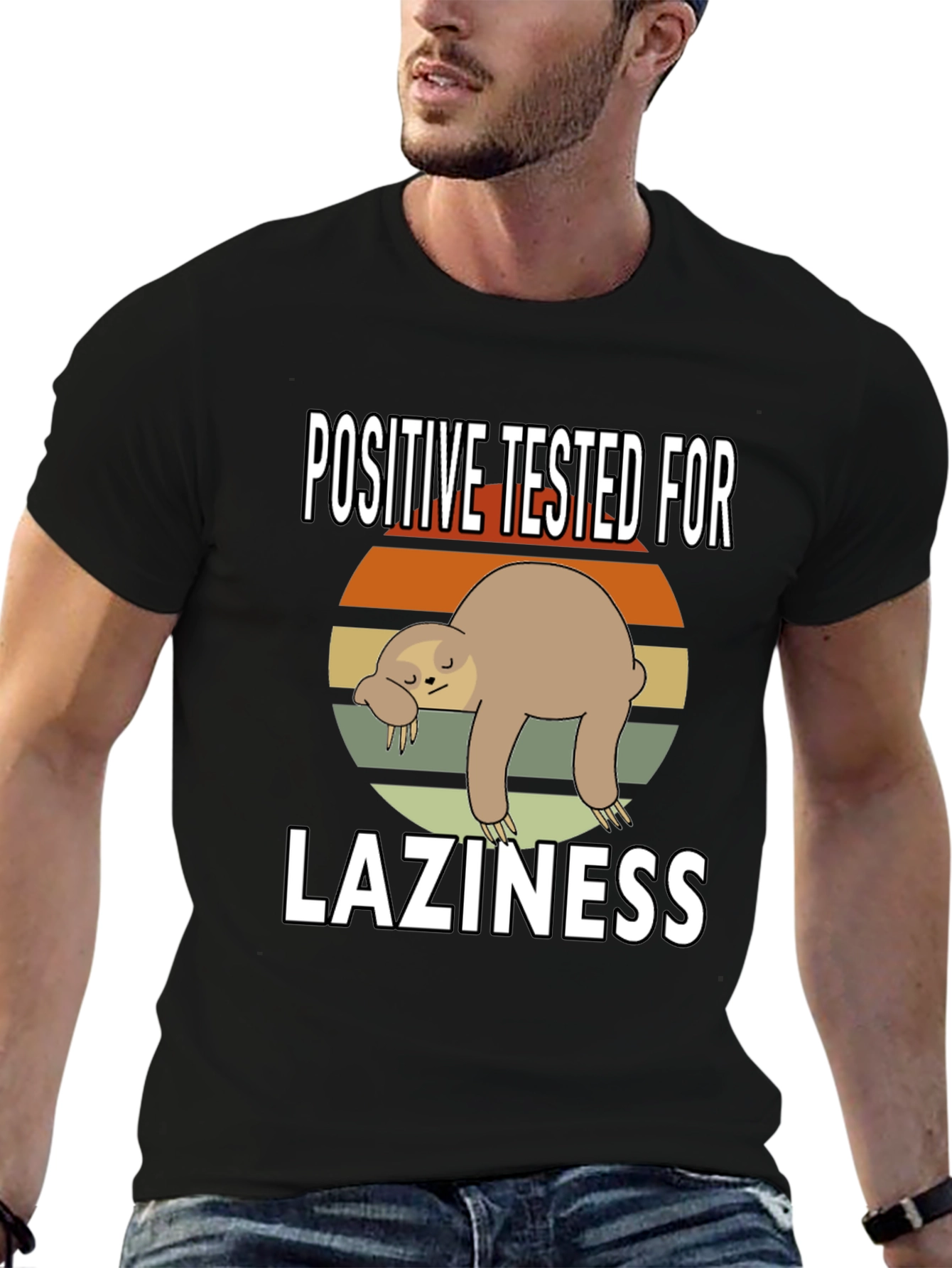 Black Positive Tested for Laziness Sloth Graphic Tee view 6
