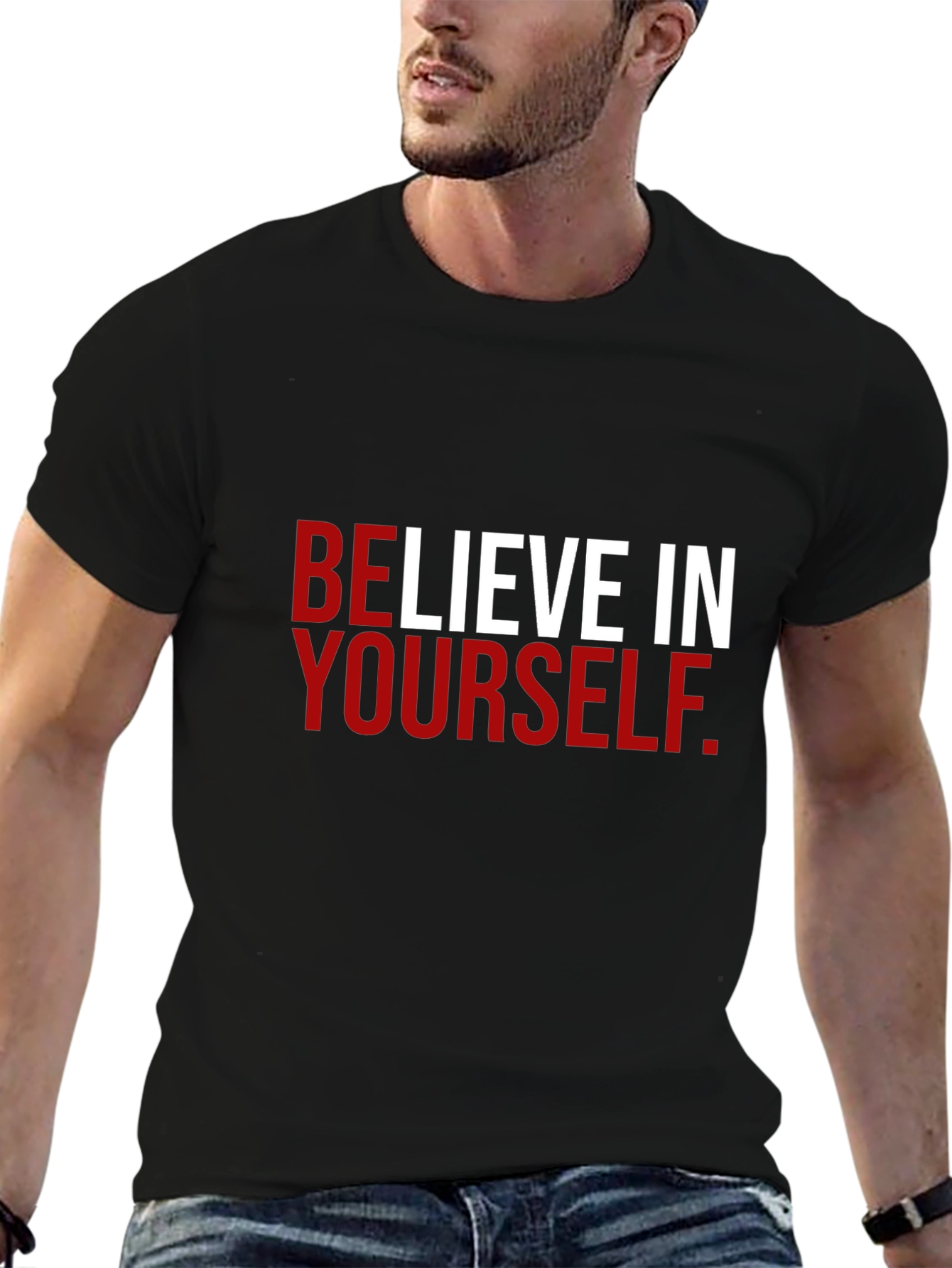 Black Believe in Yourself Black Graphic Tee view 6