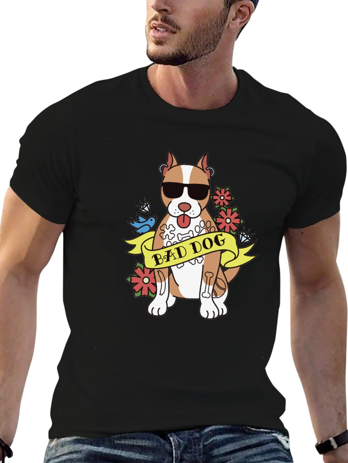 Black Bad Dog Graphic T-Shirt view 6