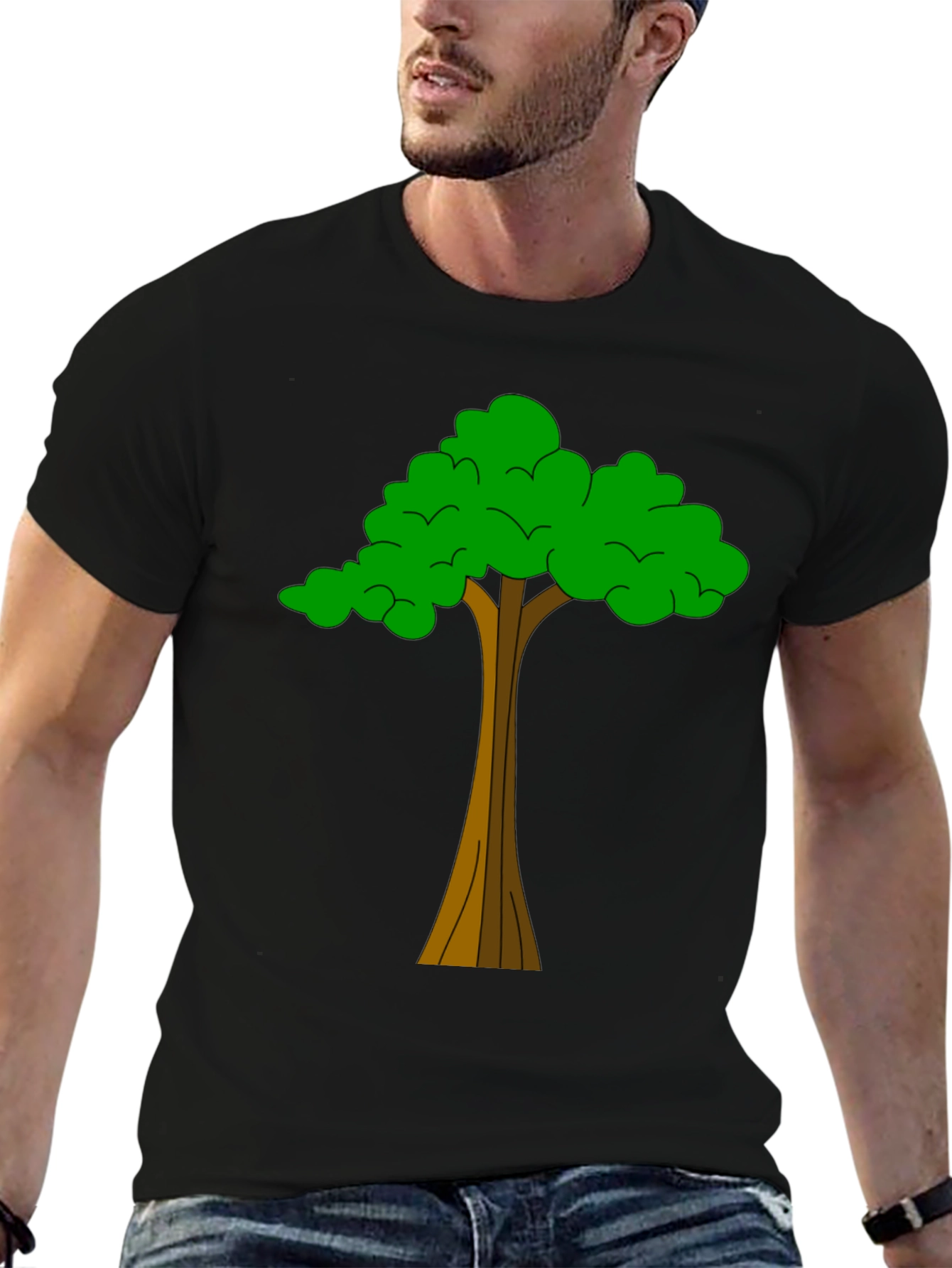 Black Tree Graphic Tee - Nature Inspired Casual Wear view 6