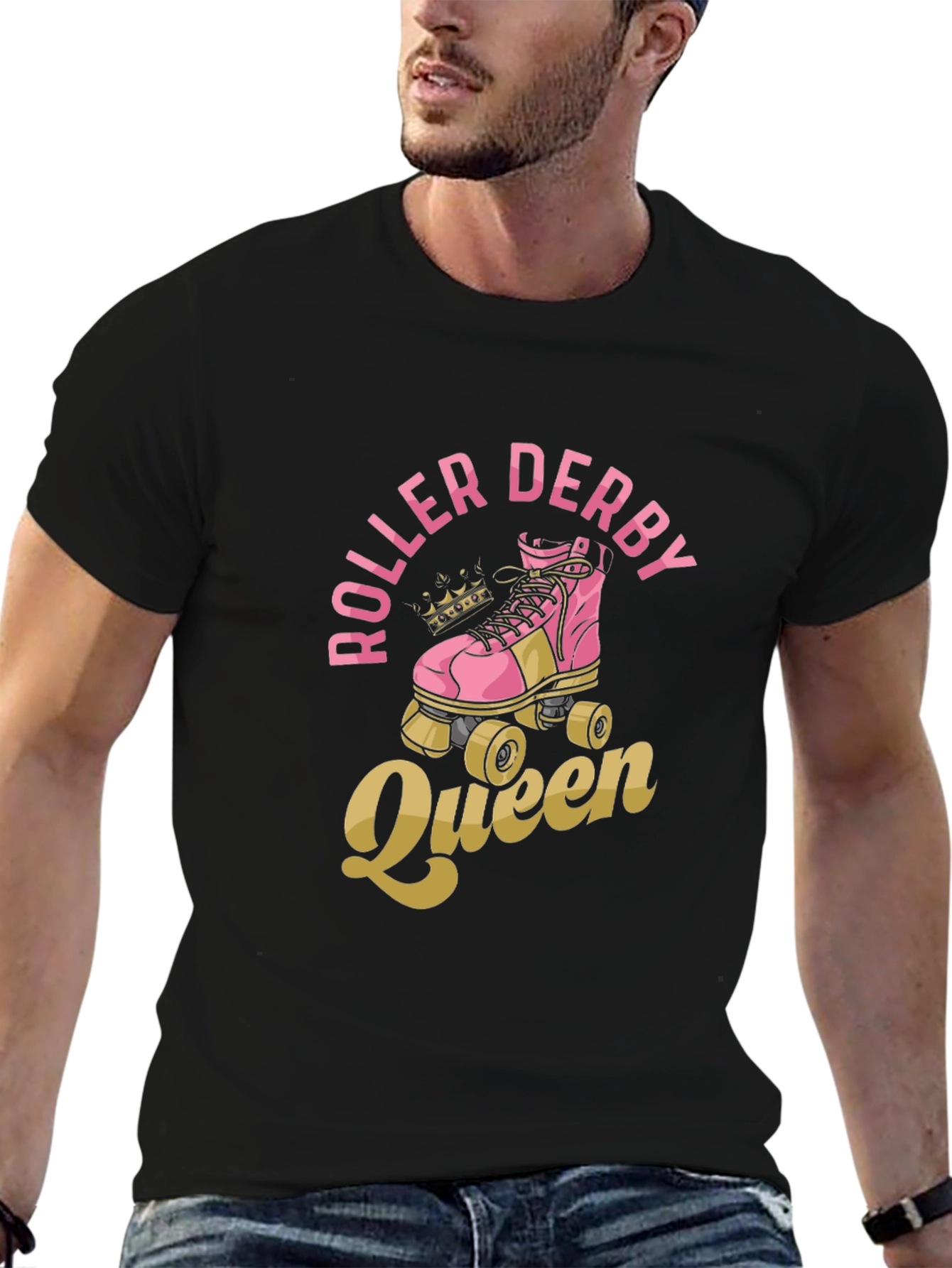 Black Roller Derby Queen T-Shirt - Graphic Print Tee view 6