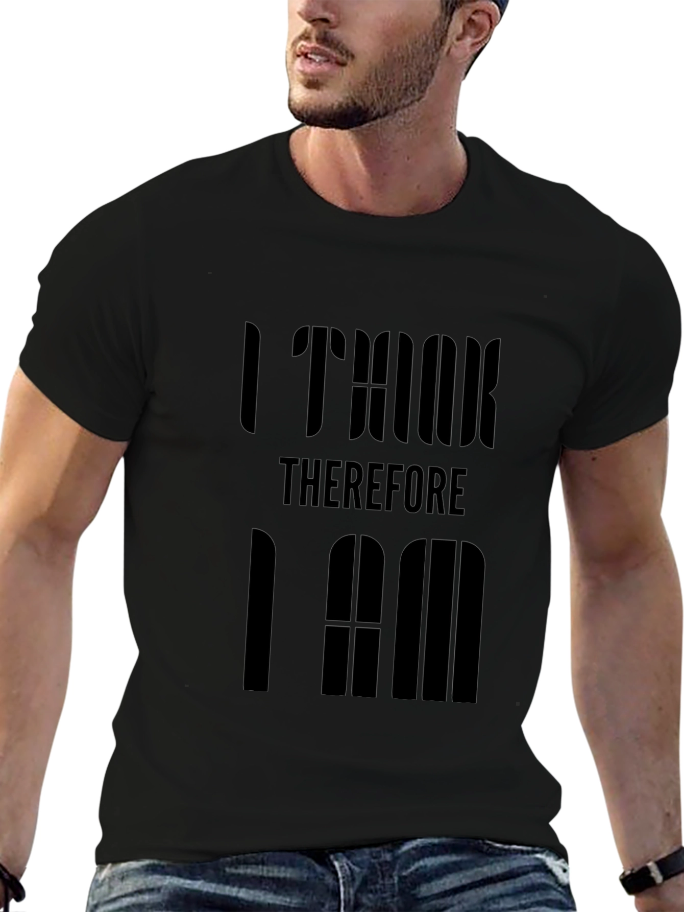 Black I Think Therefore I Am Graphic T-Shirt - Black view 6