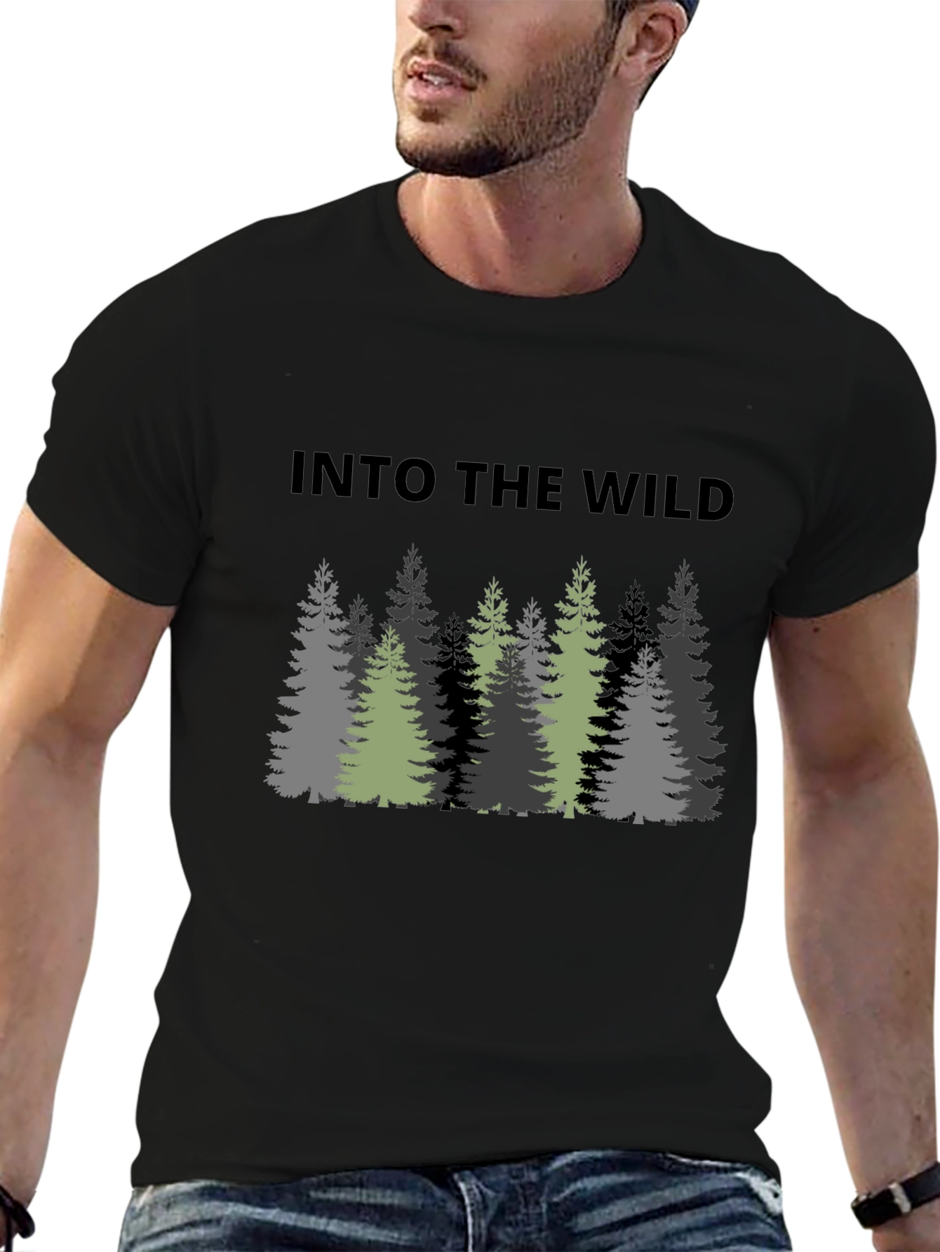 Black Into The Wild Graphic Print Black T-Shirt view 6