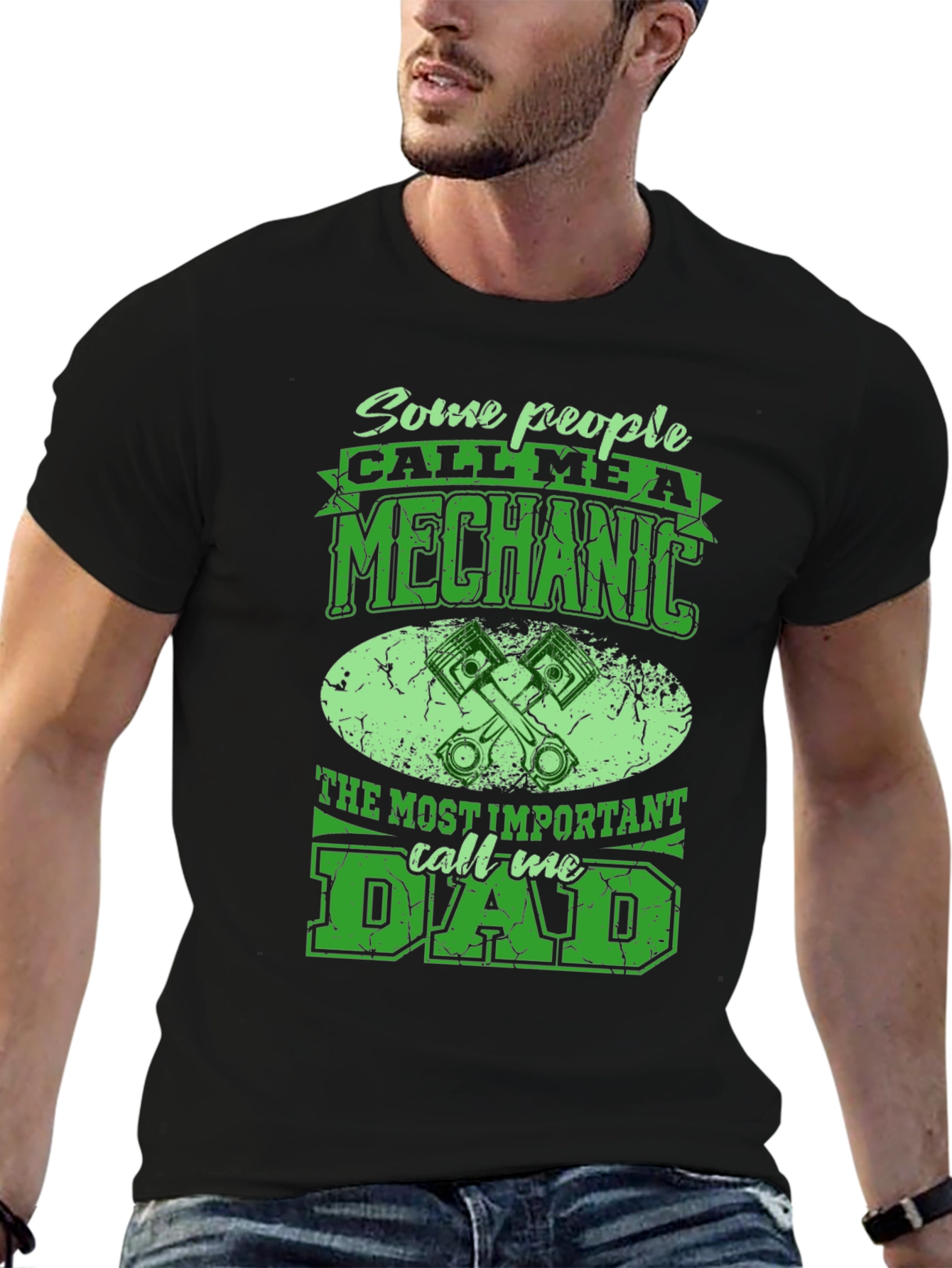 Black Mechanic Dad T-Shirt - Some People Call Me A Mechanic view 6