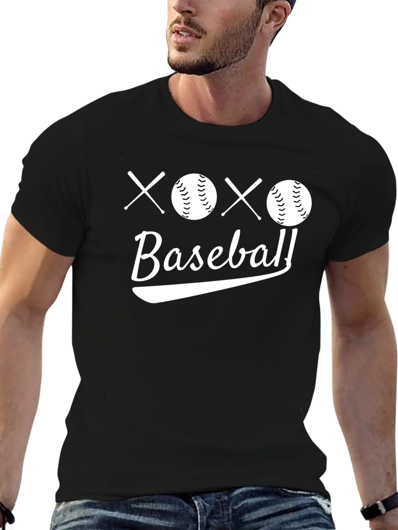 Black XOXO Baseball Graphic T-Shirt - Stylish Sportswear view 6