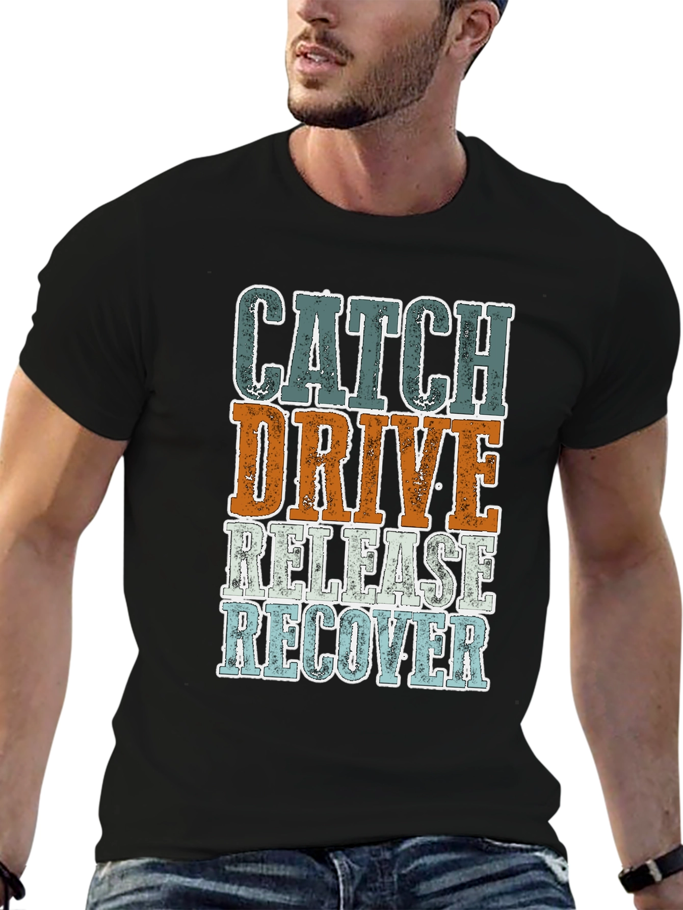 Black Catch Drive Release Recover Graphic Tee view 6