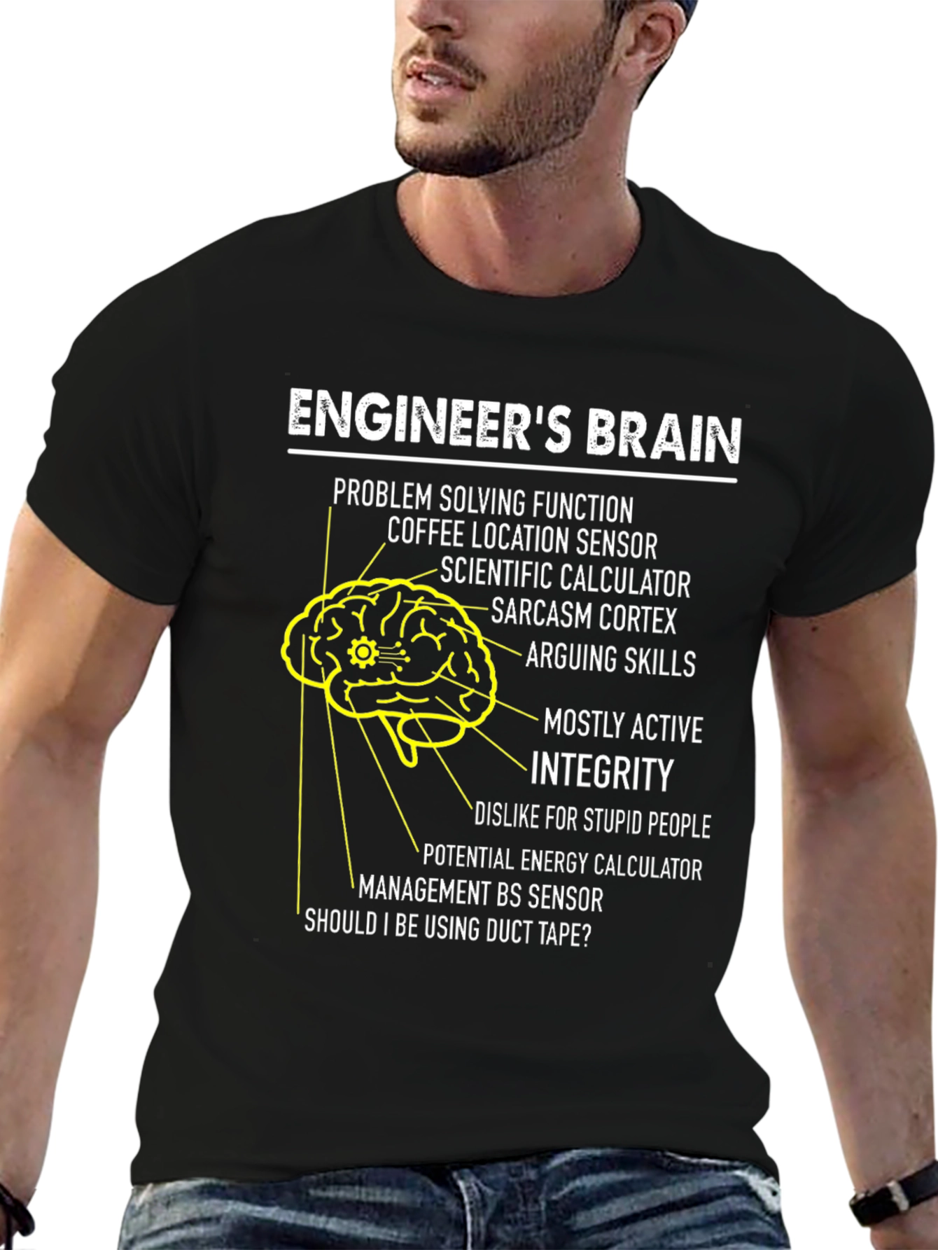 Black Engineer's Brain T-Shirt: Problem Solving Humor view 6