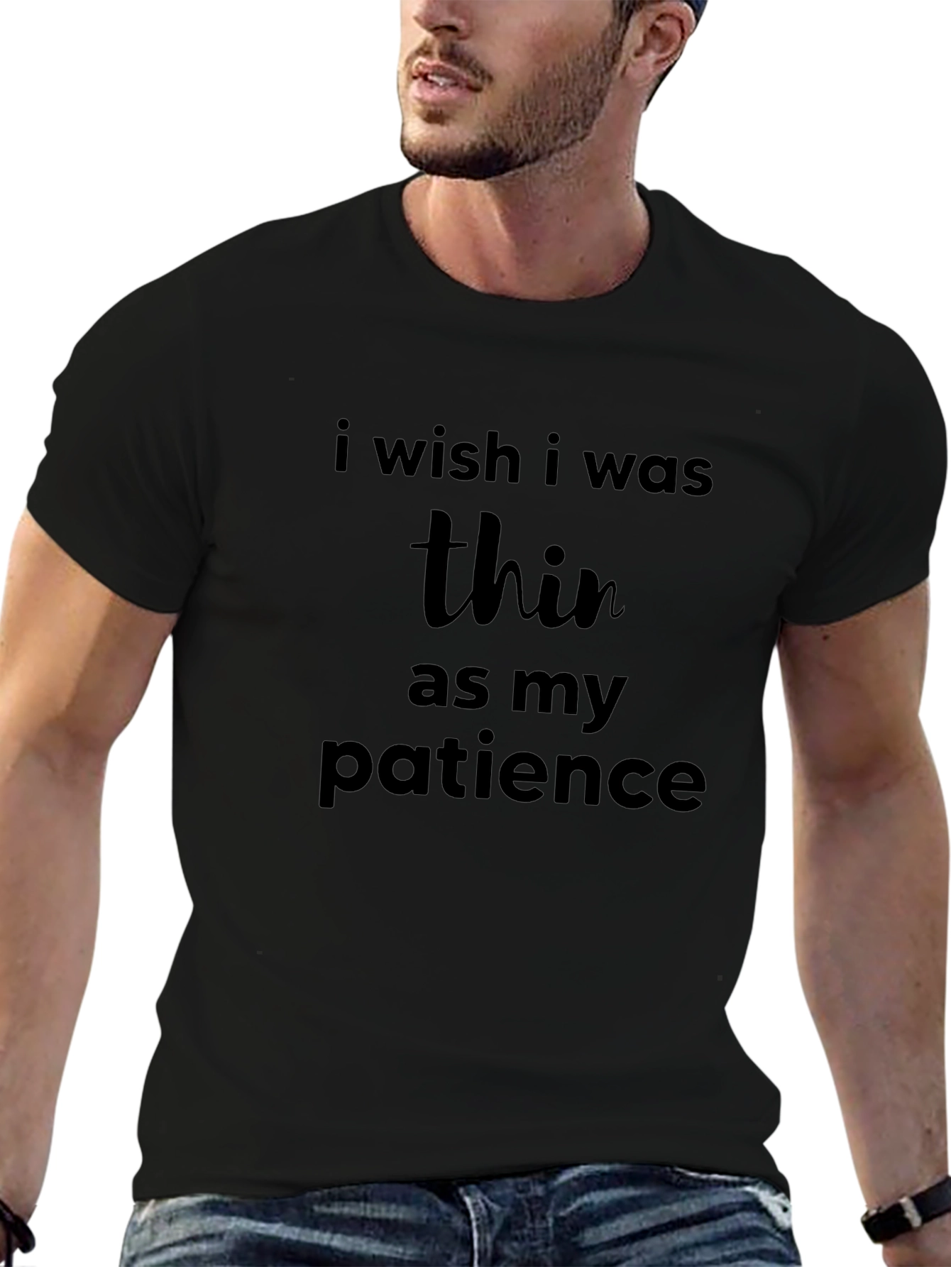 Black Funny 'Thin as My Patience' Graphic Tee view 6