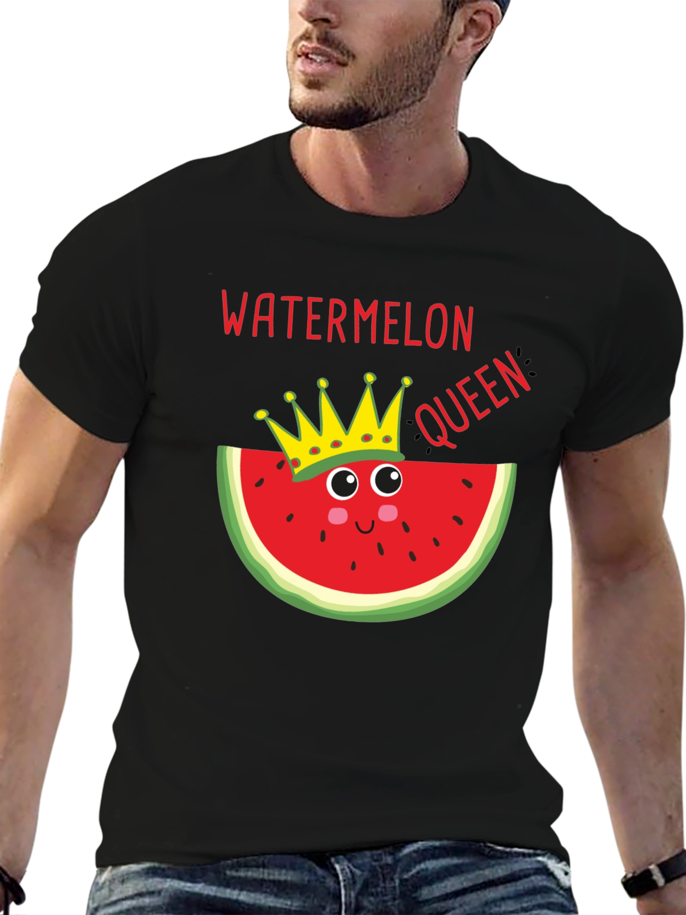 Black Watermelon Queen T-Shirt - Funny Summer Tee view 6