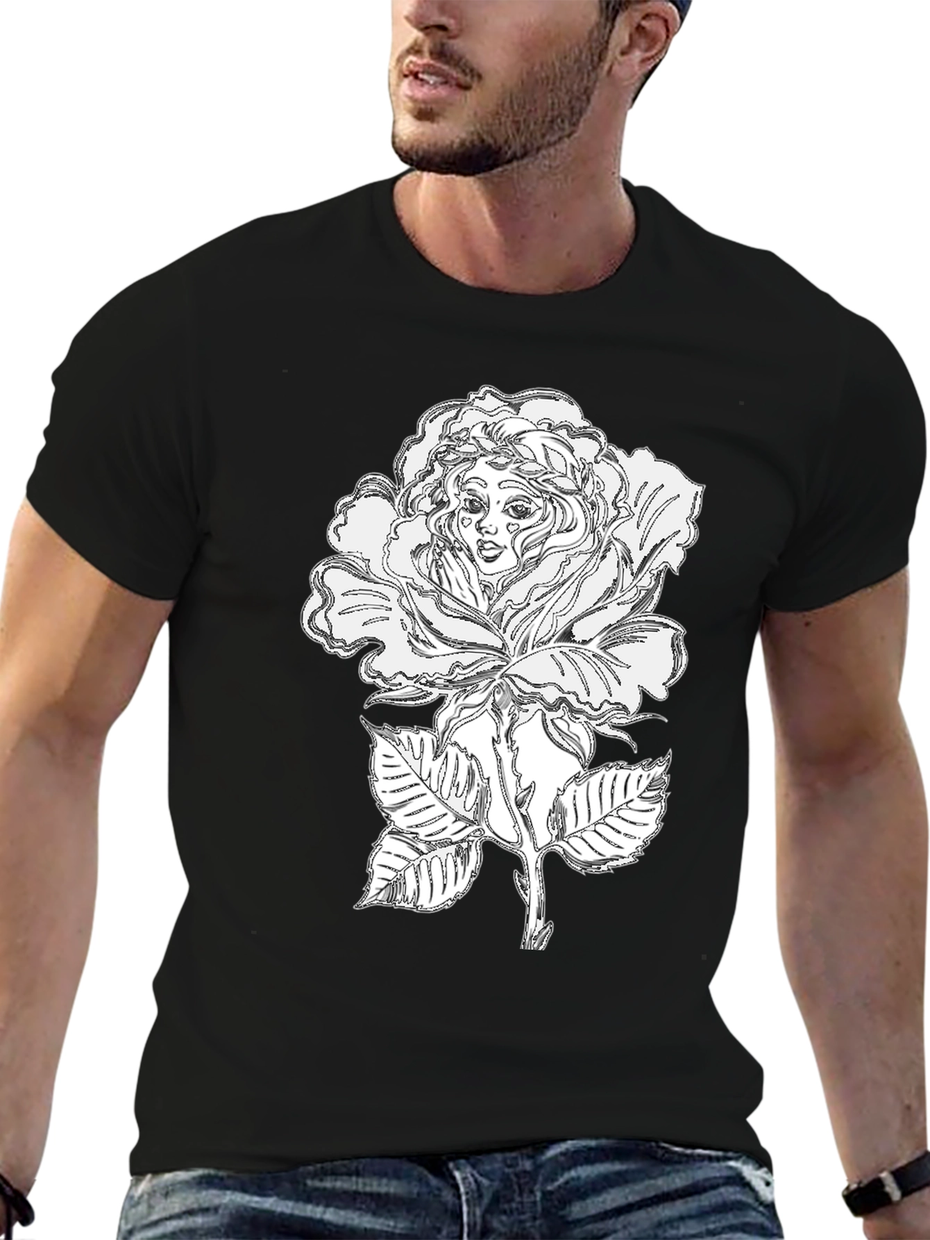 Black Black Rose Woman Tee - Unique Graphic T-Shirt view 6