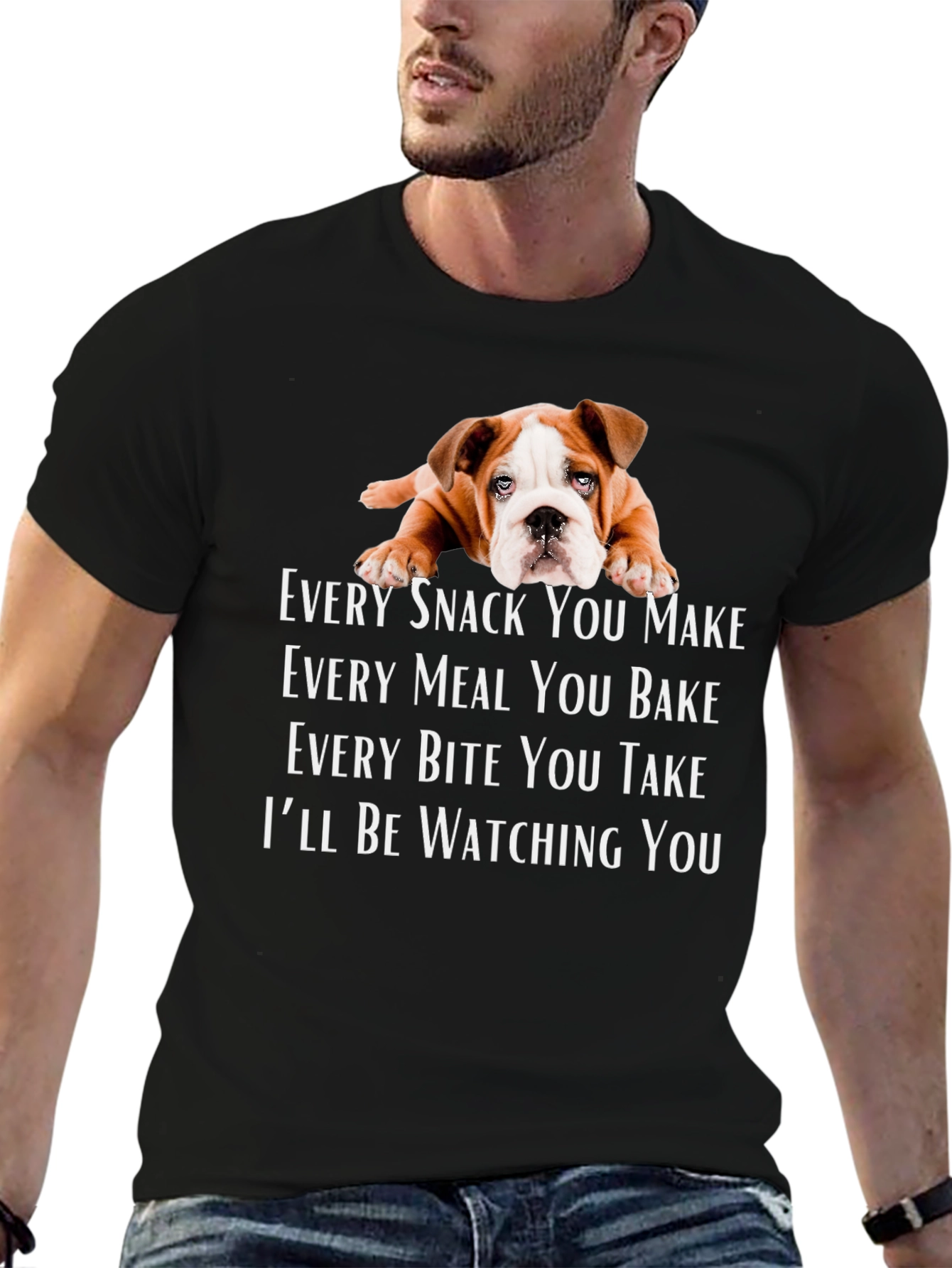 Black Dog Watching You T-Shirt - Funny Pet Lover Tee view 6