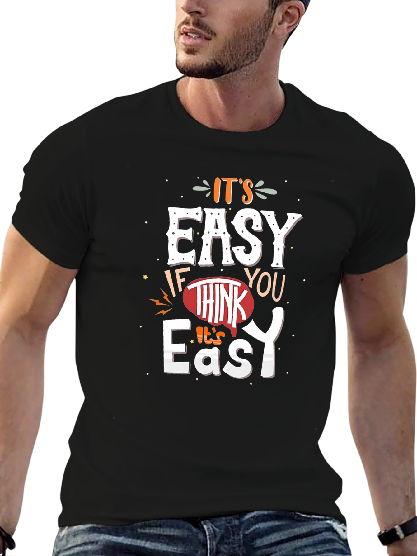 Black It's Easy T-Shirt Graphic Tee Unisex Cotton view 6