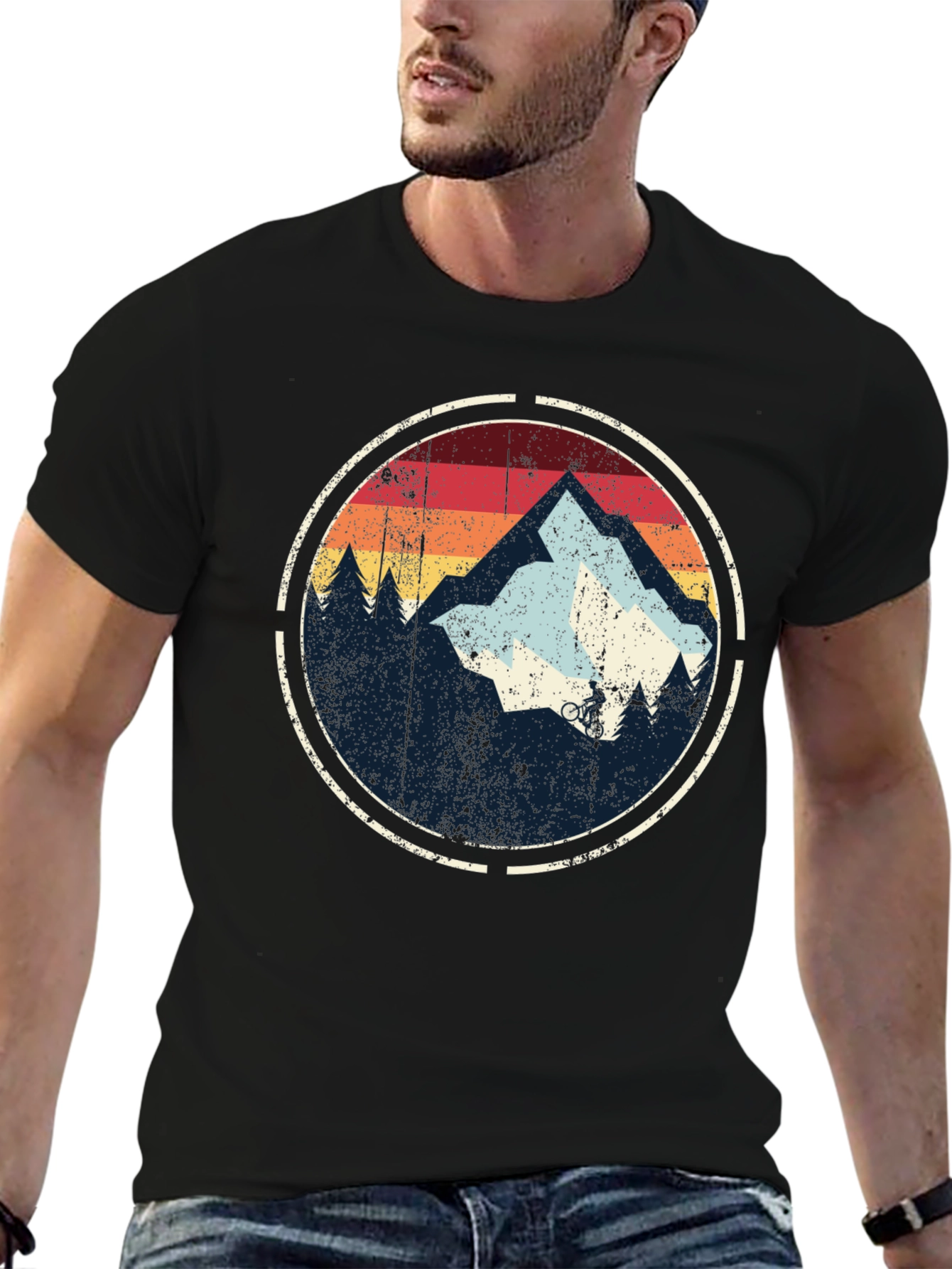 Black Mountain Biking Retro Graphic T-Shirt view 6