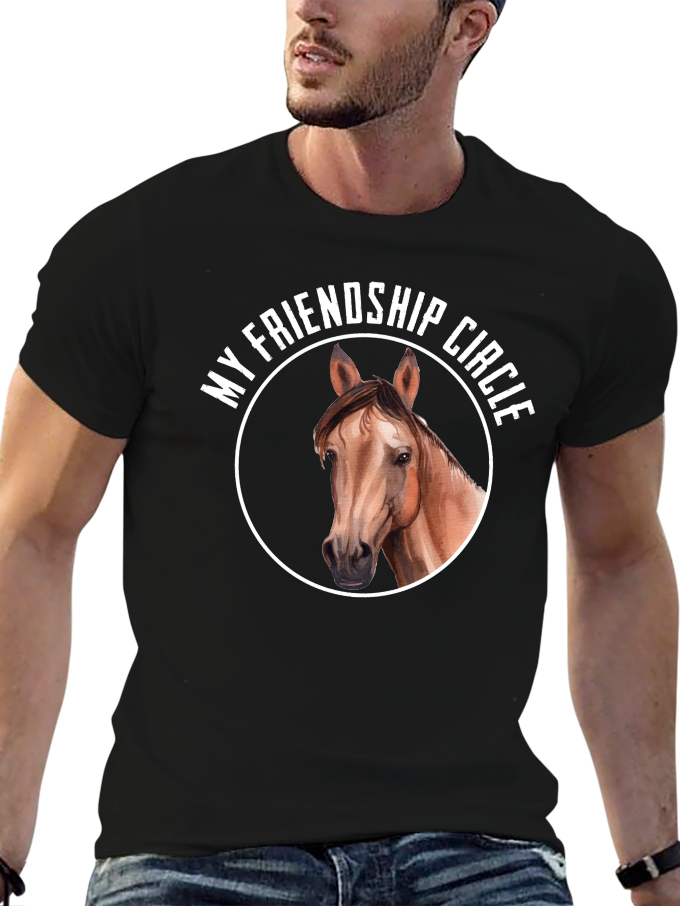 Black Horse Friendship Circle Graphic Tee view 6