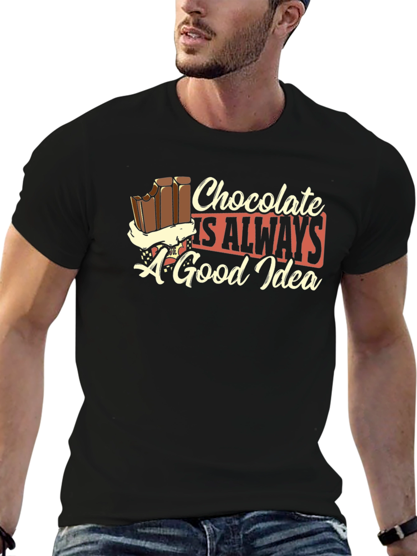 Black Chocolate is Always a Good Idea Black T-Shirt view 6