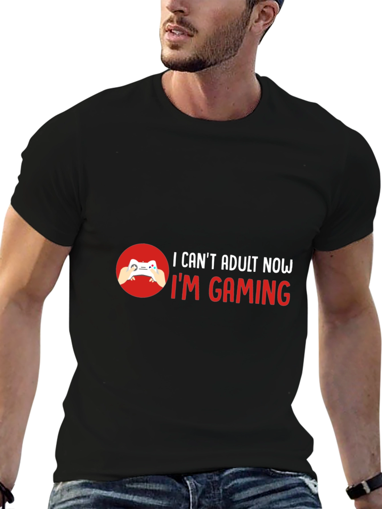 I Can't Adult Now I'm Gaming Black T-Shirt - 6