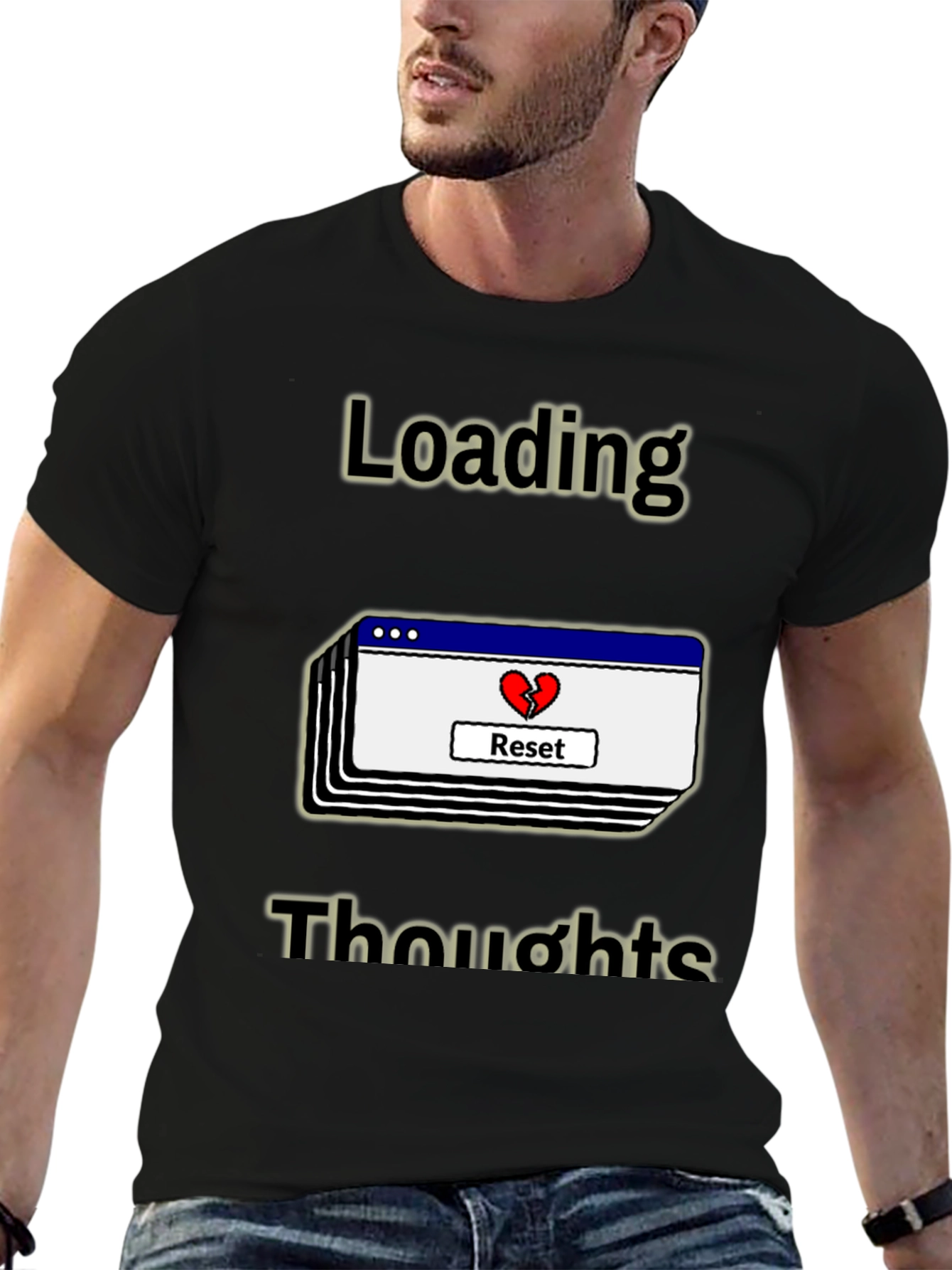 Black Loading Thoughts Graphic Tee - Reset Your Mind view 6