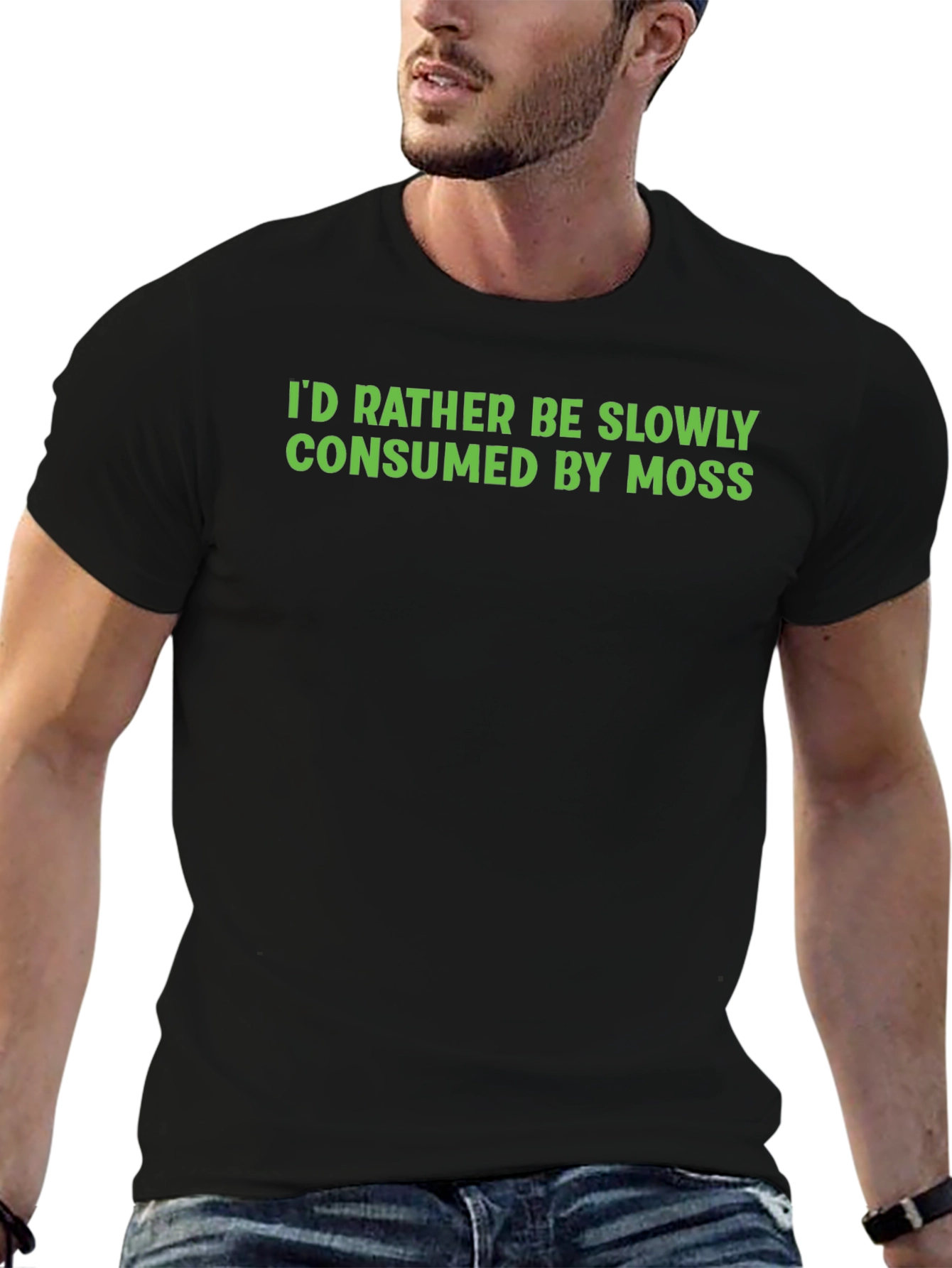 Black Consumed By Moss Funny Graphic Tee view 6