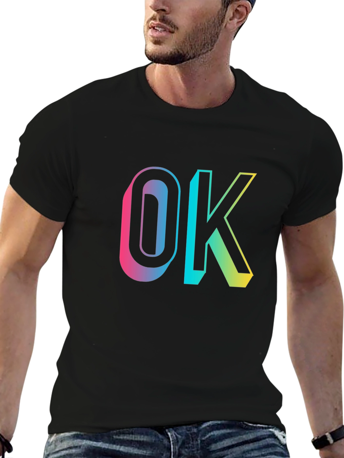 Black OK Gradient Graphic Tee - Casual Comfort view 6