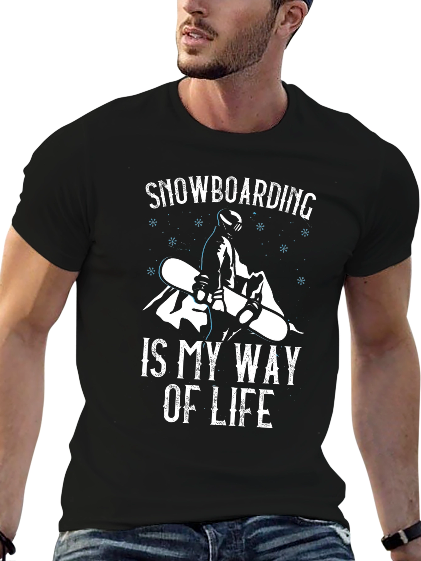 Black Snowboarding Is My Way Of Life T-Shirt view 6