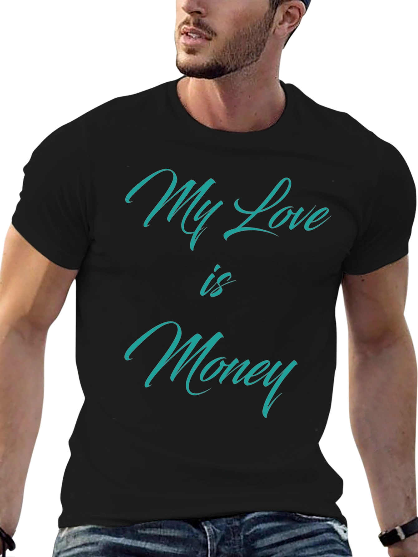 Black My Love is Money T-Shirt - Statement Tee view 6
