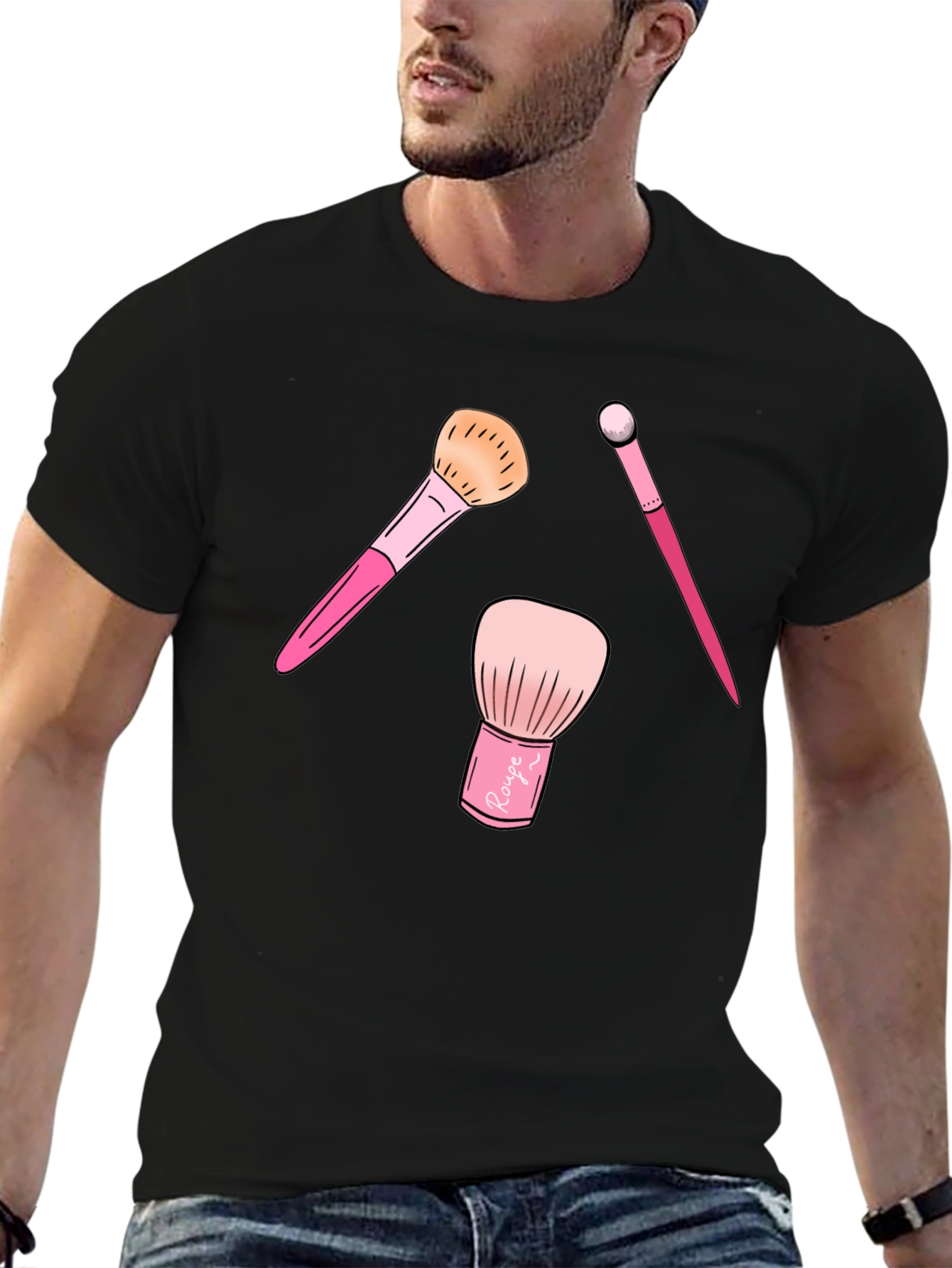 Black Makeup Brush T-Shirt - Stylish Graphic Tee view 6