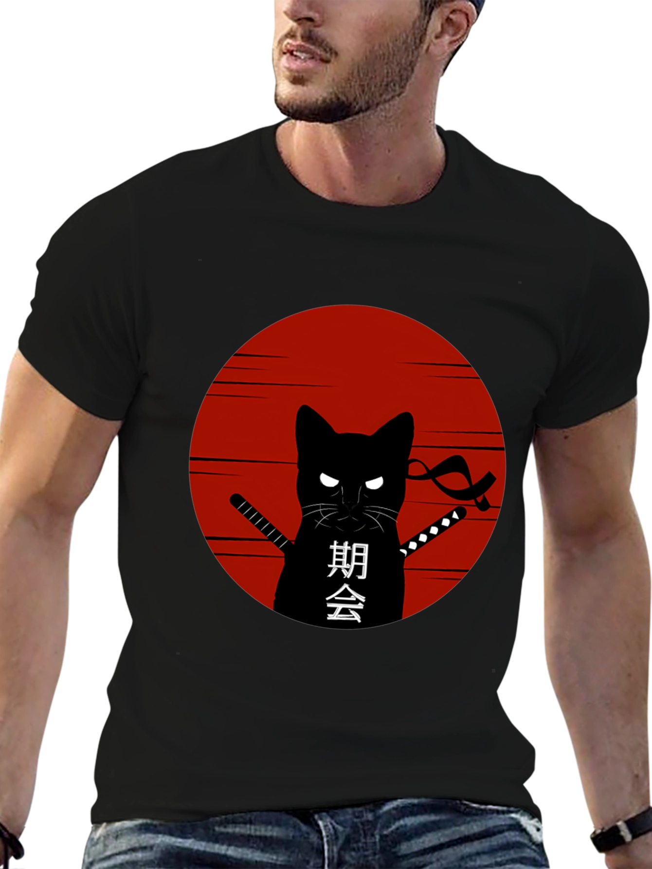 Black Ninja Cat Graphic T-Shirt view 6