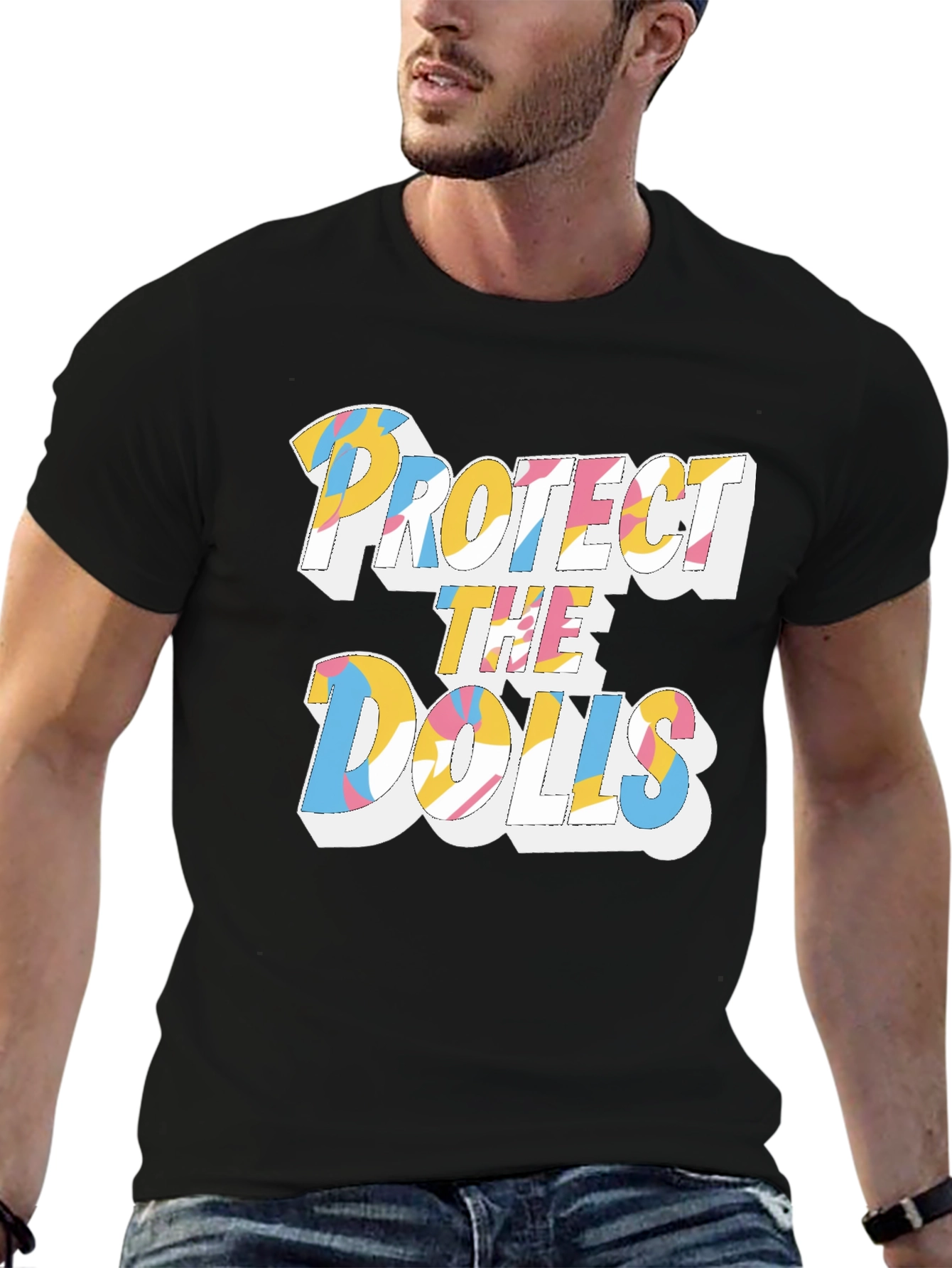 Black Protect the Dolls Graphic Print Tee view 6