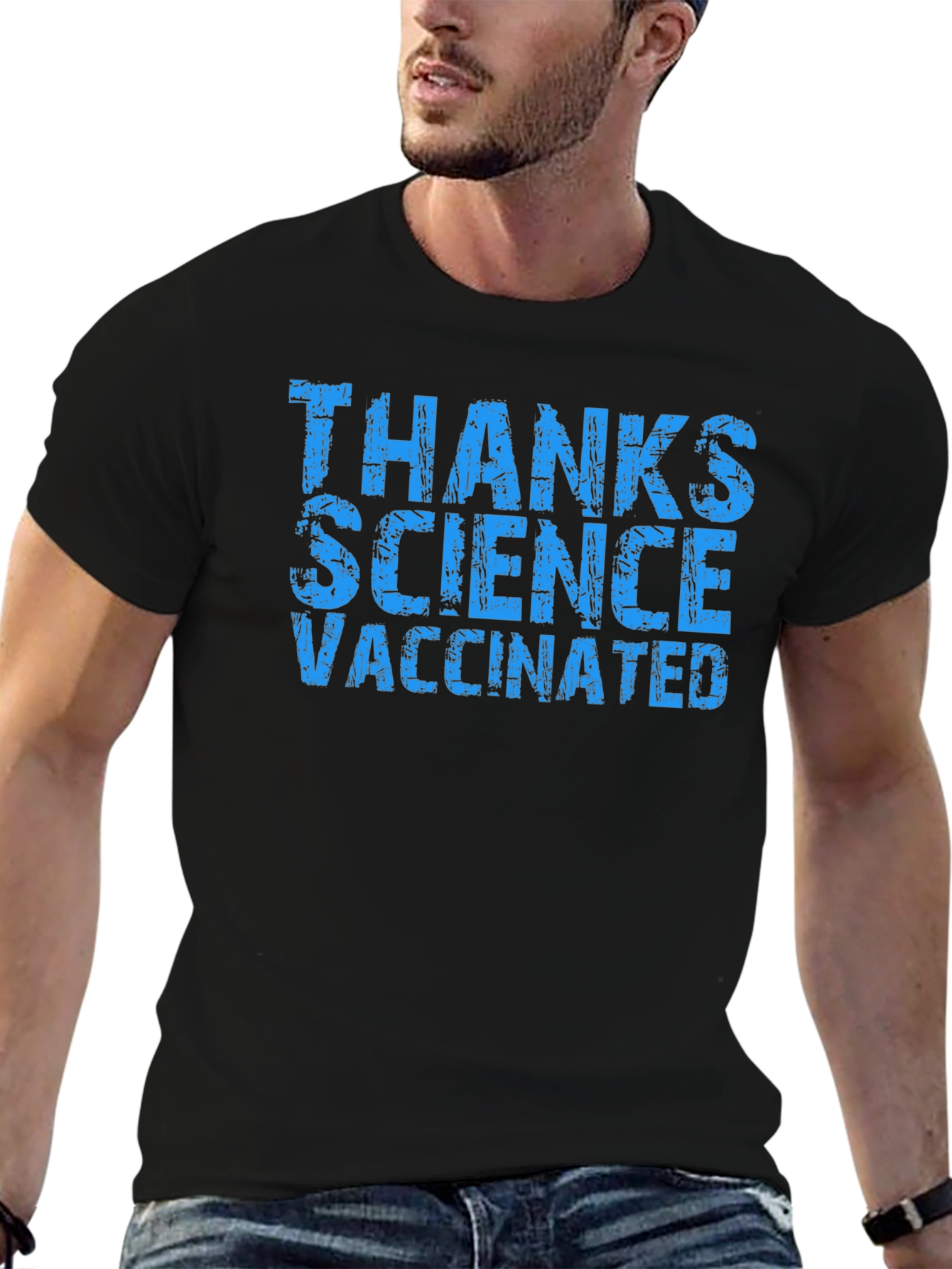 Black Thanks Science Vaccinated T-Shirt view 6