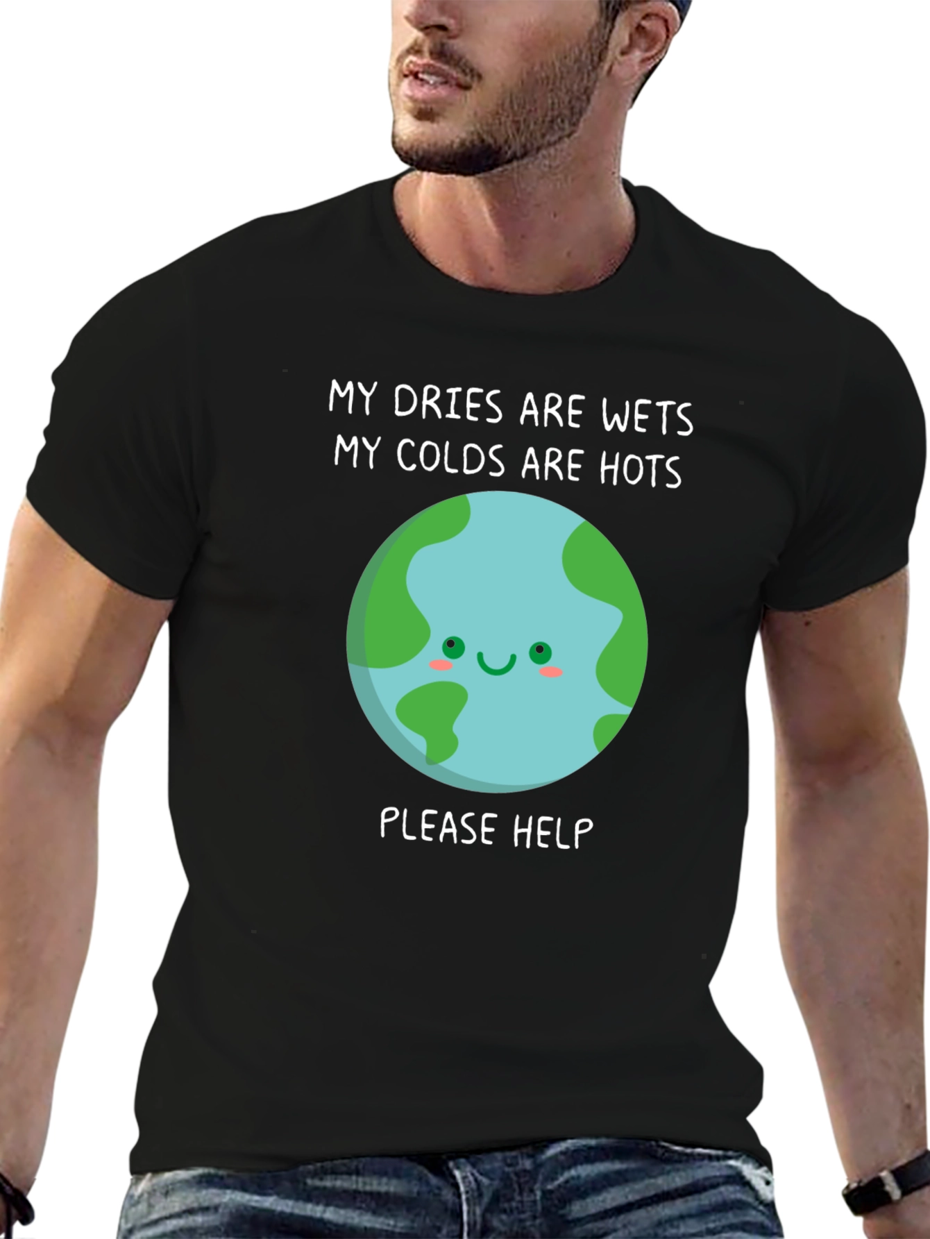 Black Earth Climate Change T-Shirt - 'Please Help' view 6
