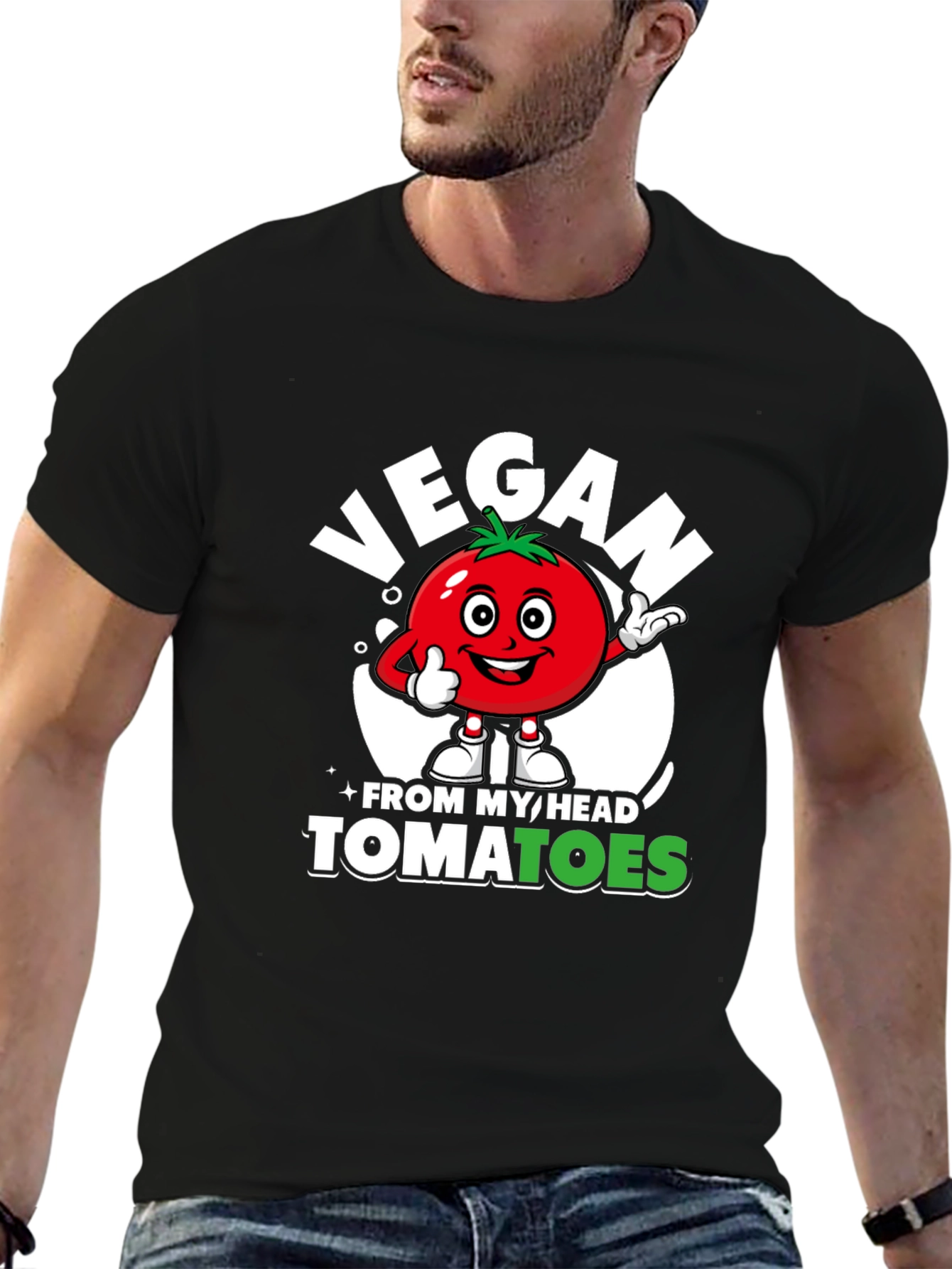 Black Vegan From My Head Tomatoes Graphic Tee view 6