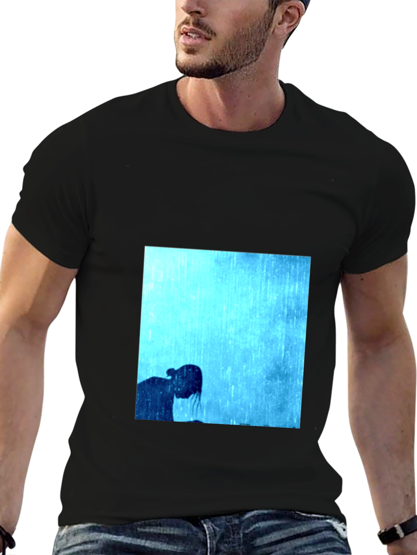 Black Rainy Day Silhouette Graphic Tee - Black view 6