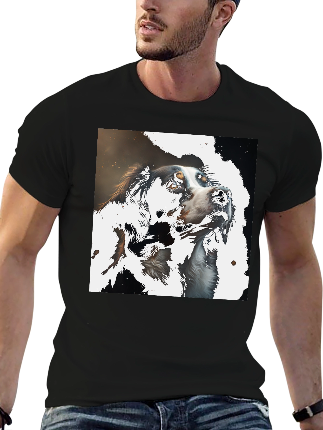 Black Dog Art T-Shirt - Stylish Canine Graphic Tee view 6