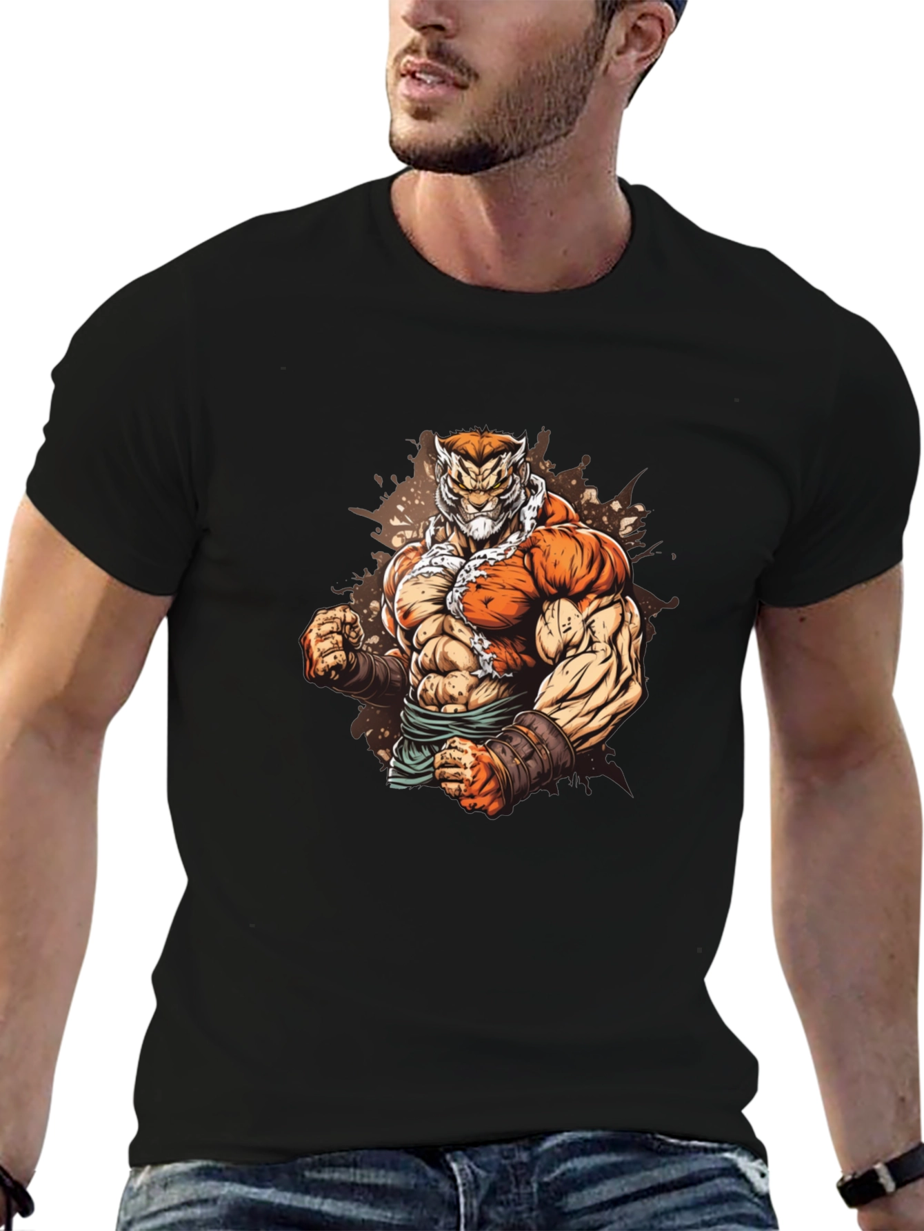 Black Tiger Warrior Graphic T-Shirt view 6
