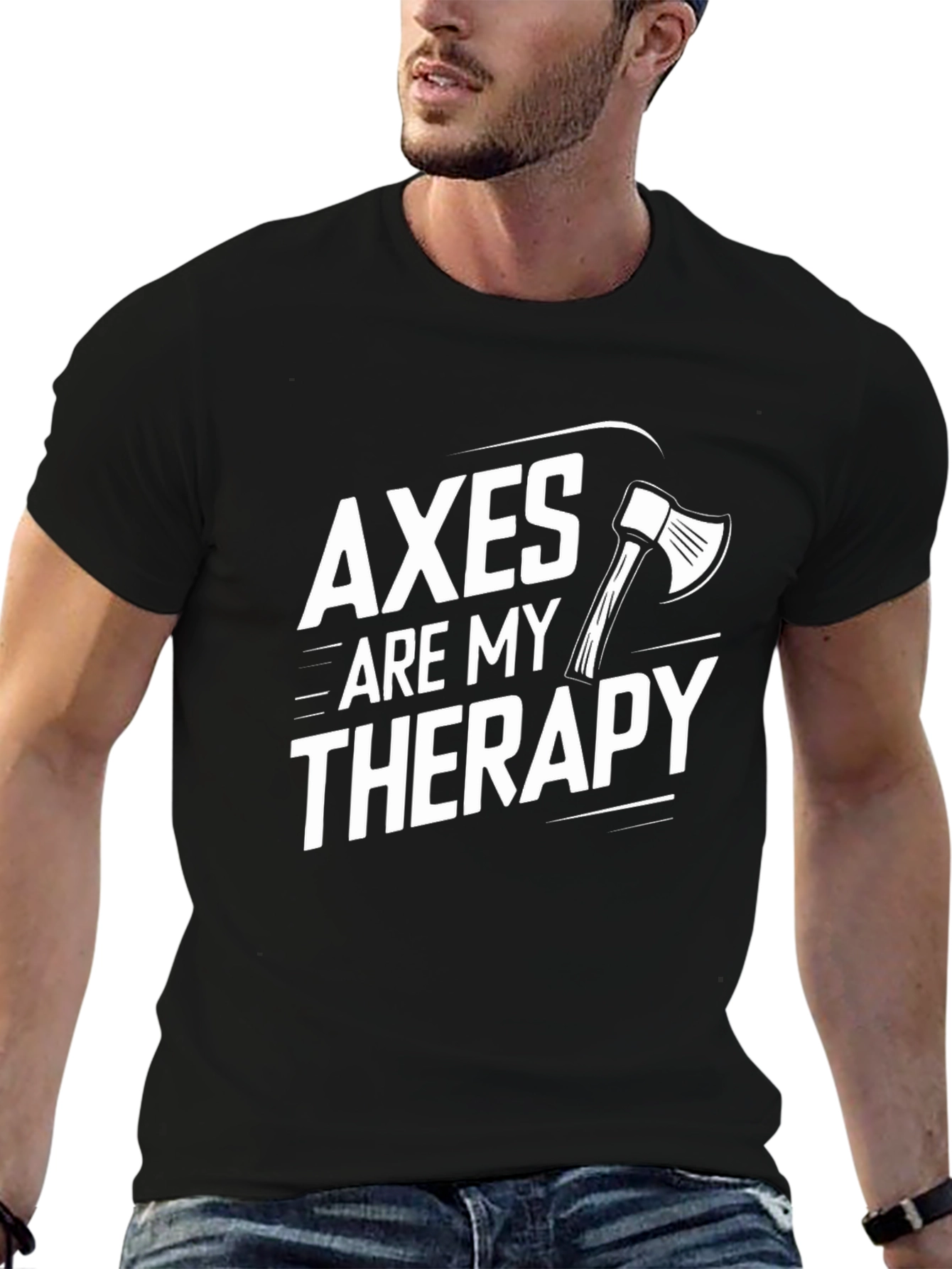 Black Axes Are My Therapy Funny Graphic T-Shirt view 6