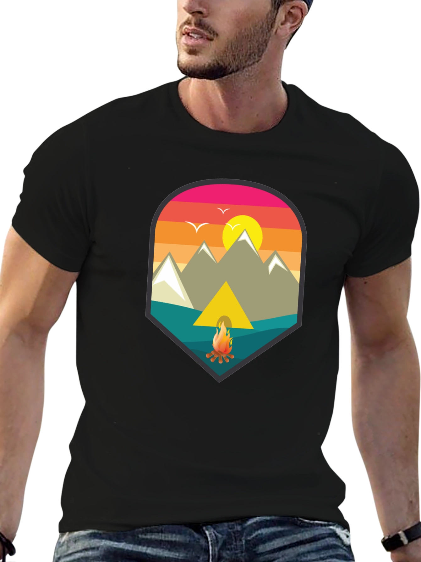 Black Camping Adventure Graphic Tee view 6