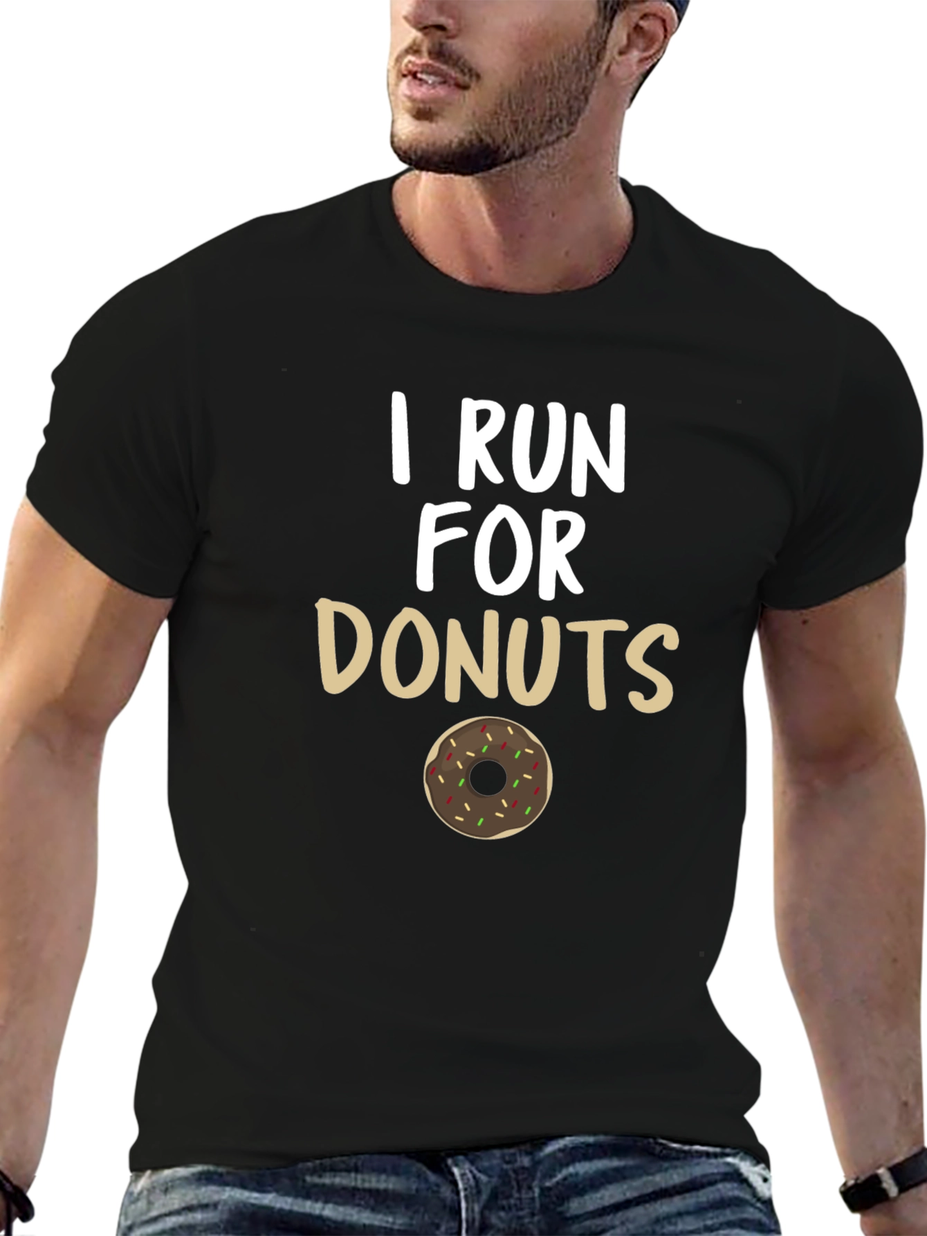 Black I Run For Donuts T-Shirt view 6