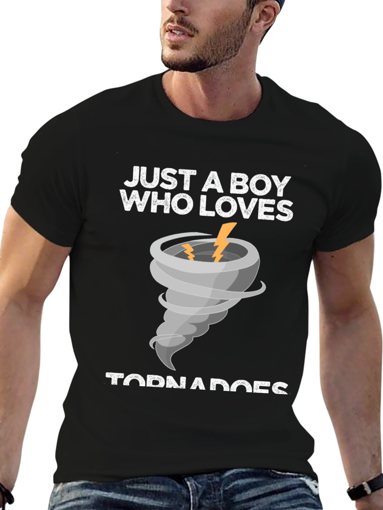 Black Just A Boy Who Loves Tornadoes T-Shirt view 6
