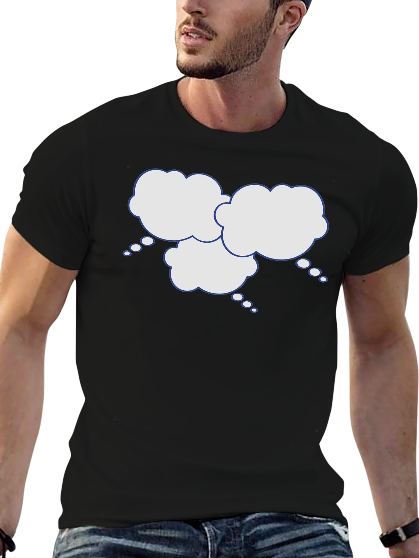 Black Black T-Shirt with Thinking Cloud Graphic view 6