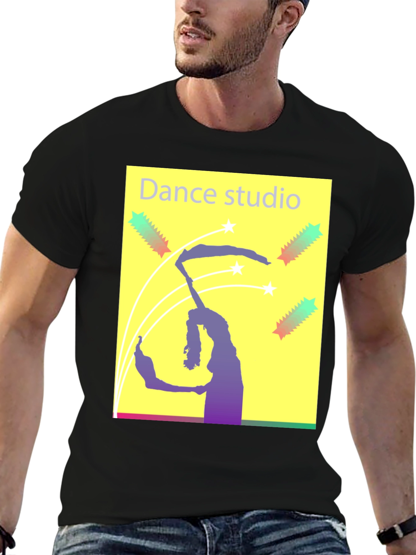 Black Dance Studio Graphic Tee - Black Cotton T-Shirt view 6