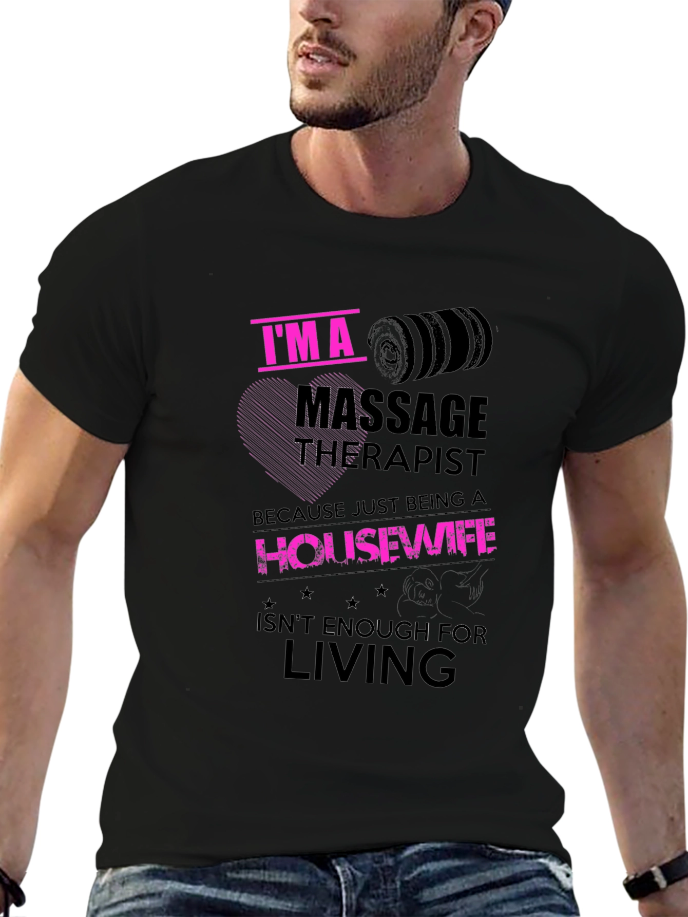 Black I'm A Massage Therapist Novelty T-Shirt view 6