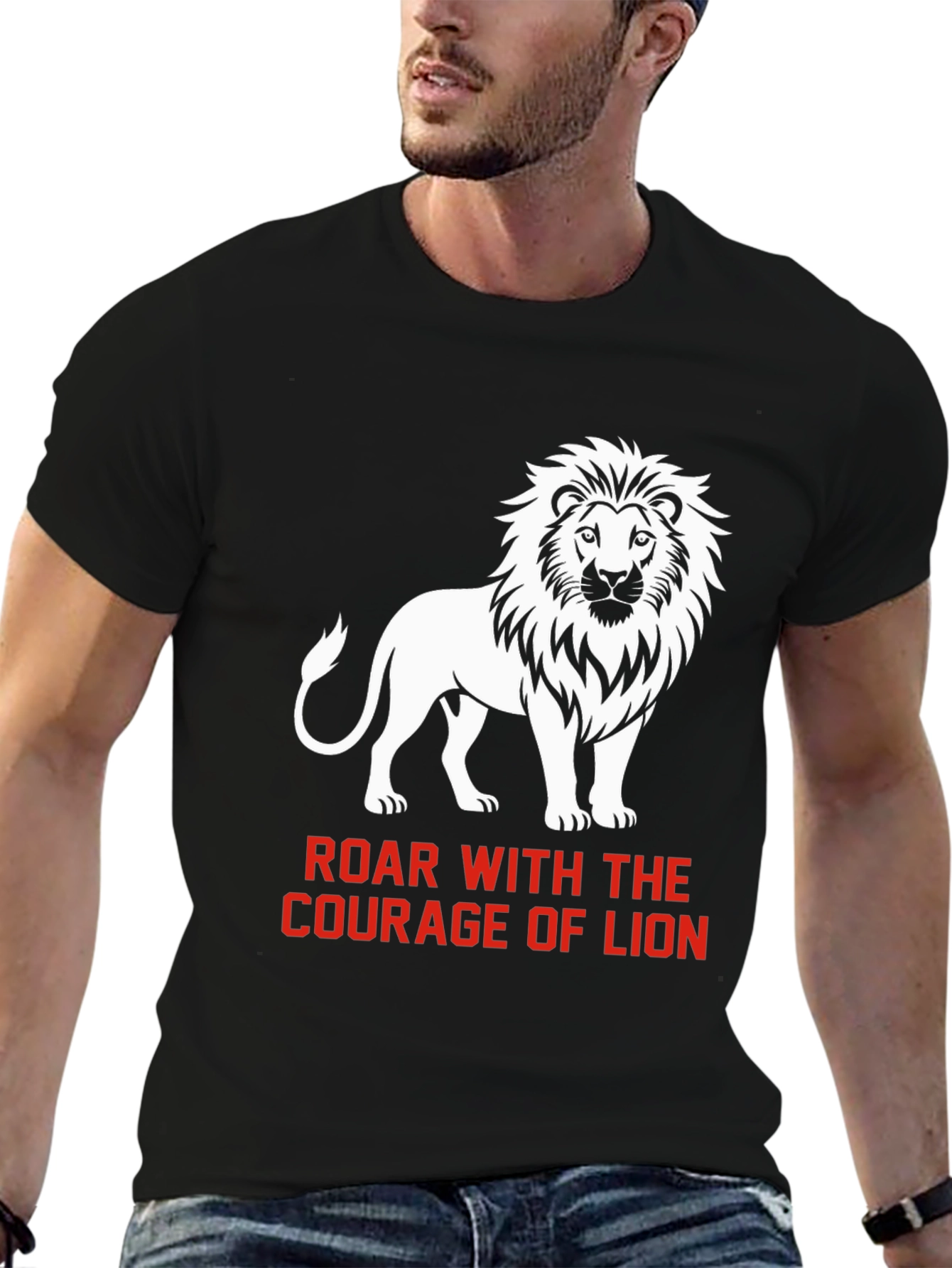Black Courage of Lion Graphic T-Shirt view 6